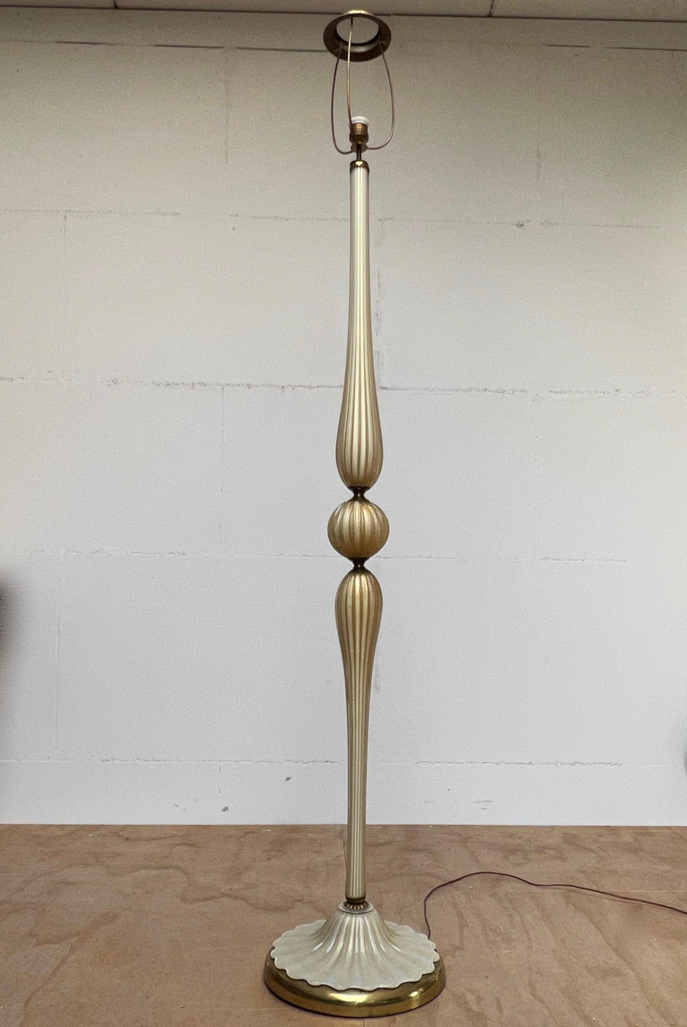 Lámpara de pie italiana Vintage Barovier & Toso Murano Art Glass con incrustaciones de oro en venta 8