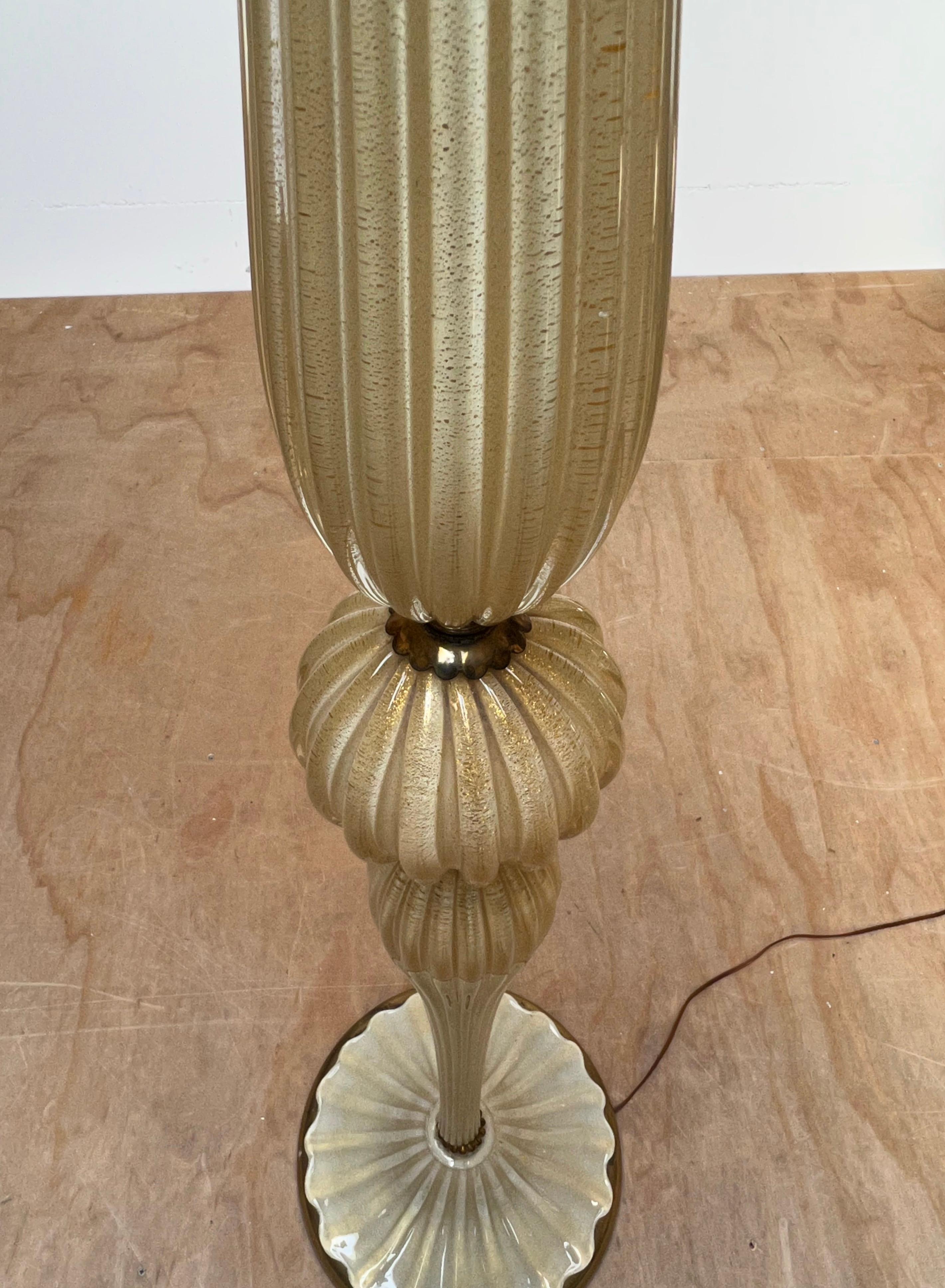 Italian Vintage Barovier & Toso Murano Art Glass Floor Lamp with Gold Inclusions For Sale 12
