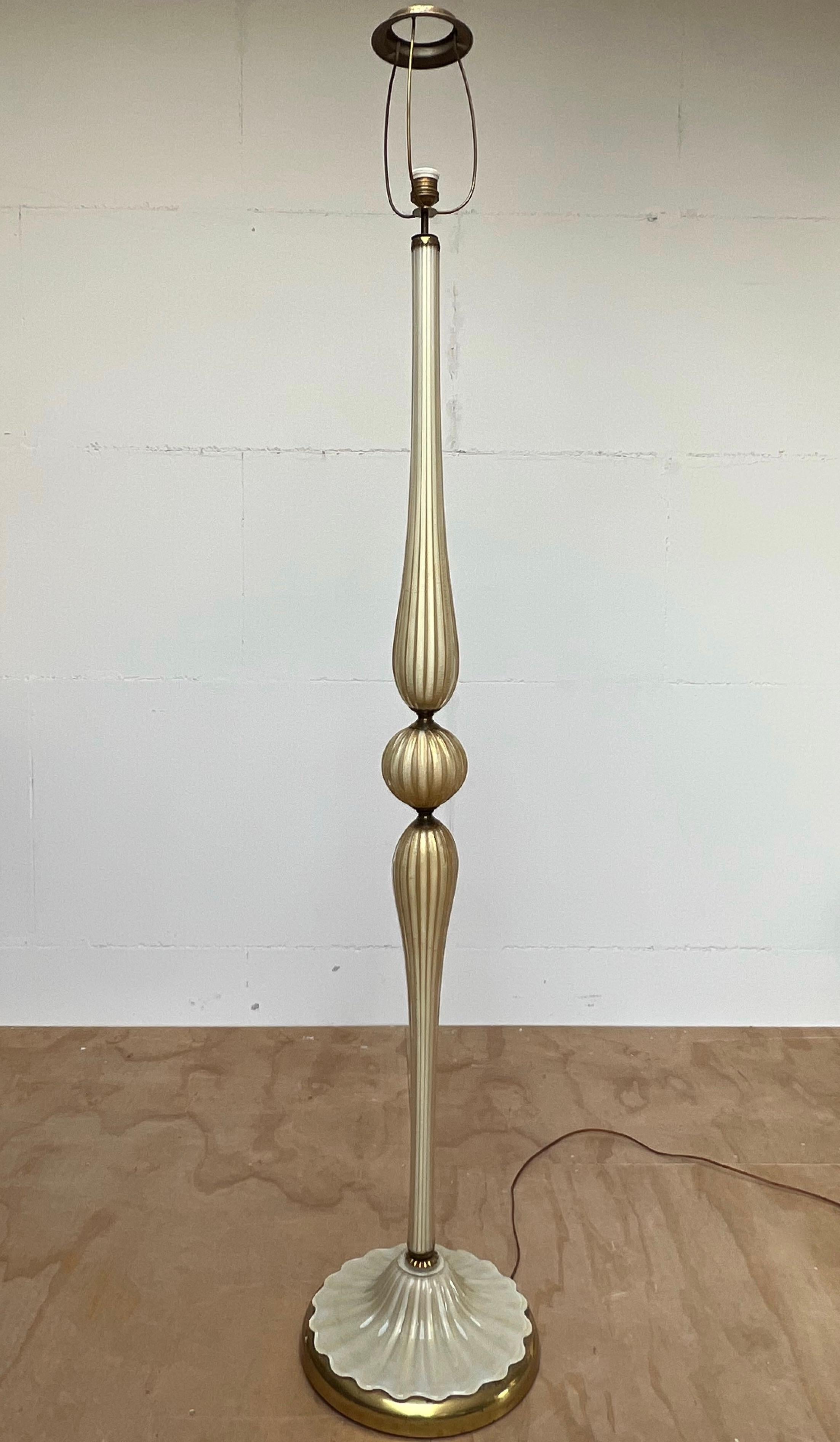 Italian Vintage Barovier & Toso Murano Art Glass Floor Lamp with Gold Inclusions For Sale 14