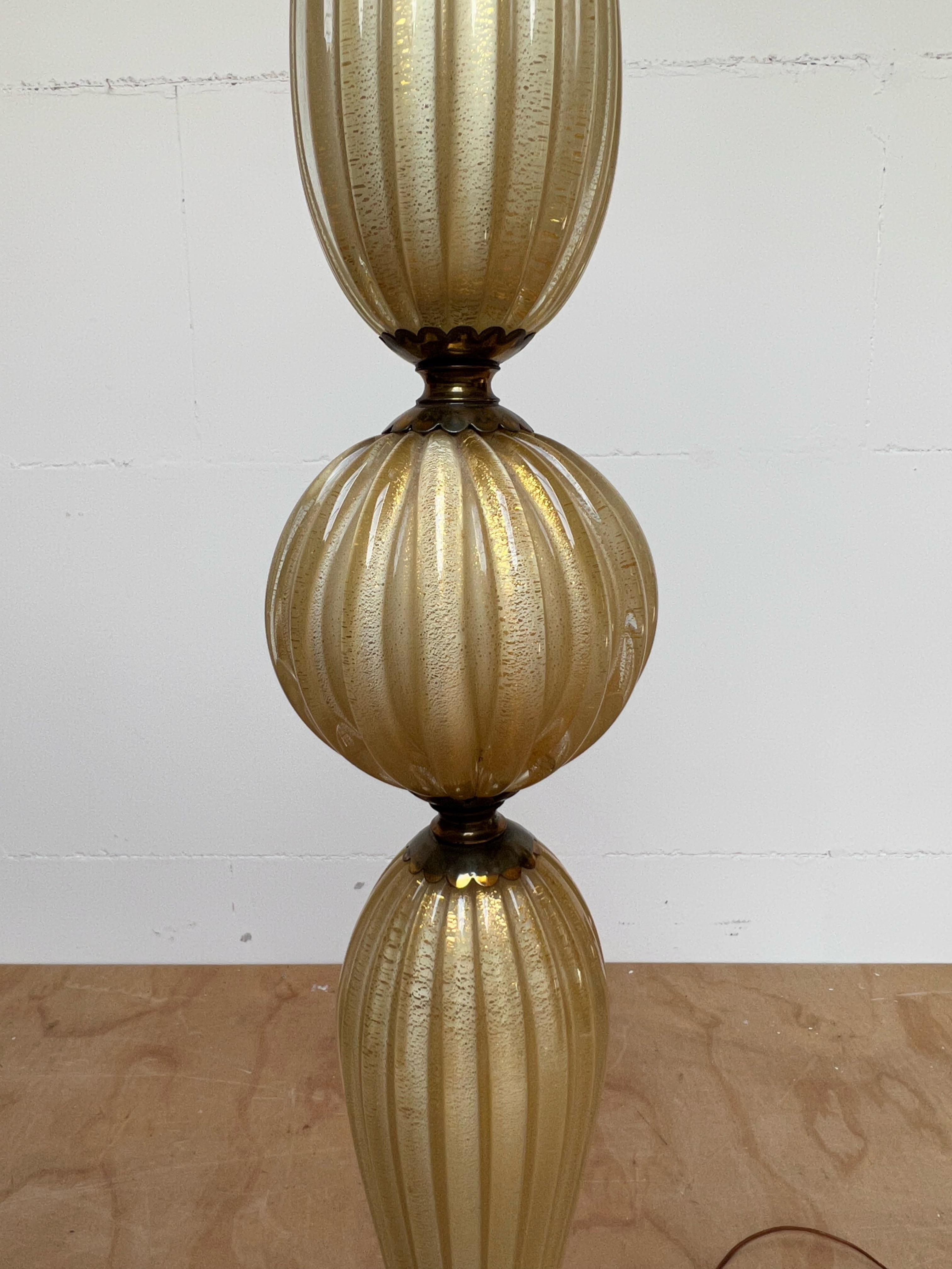 Italian Vintage Barovier & Toso Murano Art Glass Floor Lamp with Gold Inclusions For Sale 1
