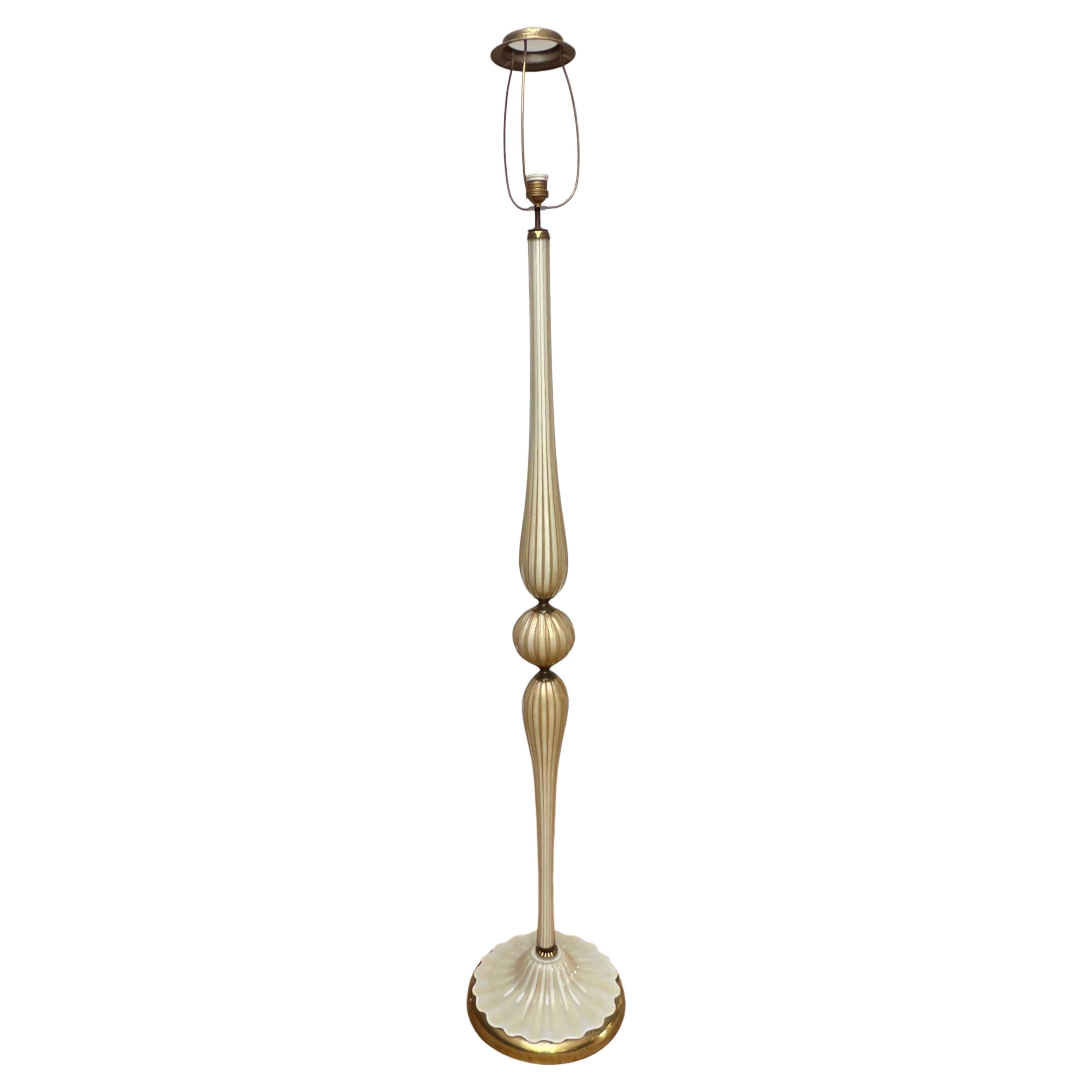 Italienische Stehlampe aus Muranoglas im Vintage-Stil von Barovier & Toso mit Goldeinschlüssen