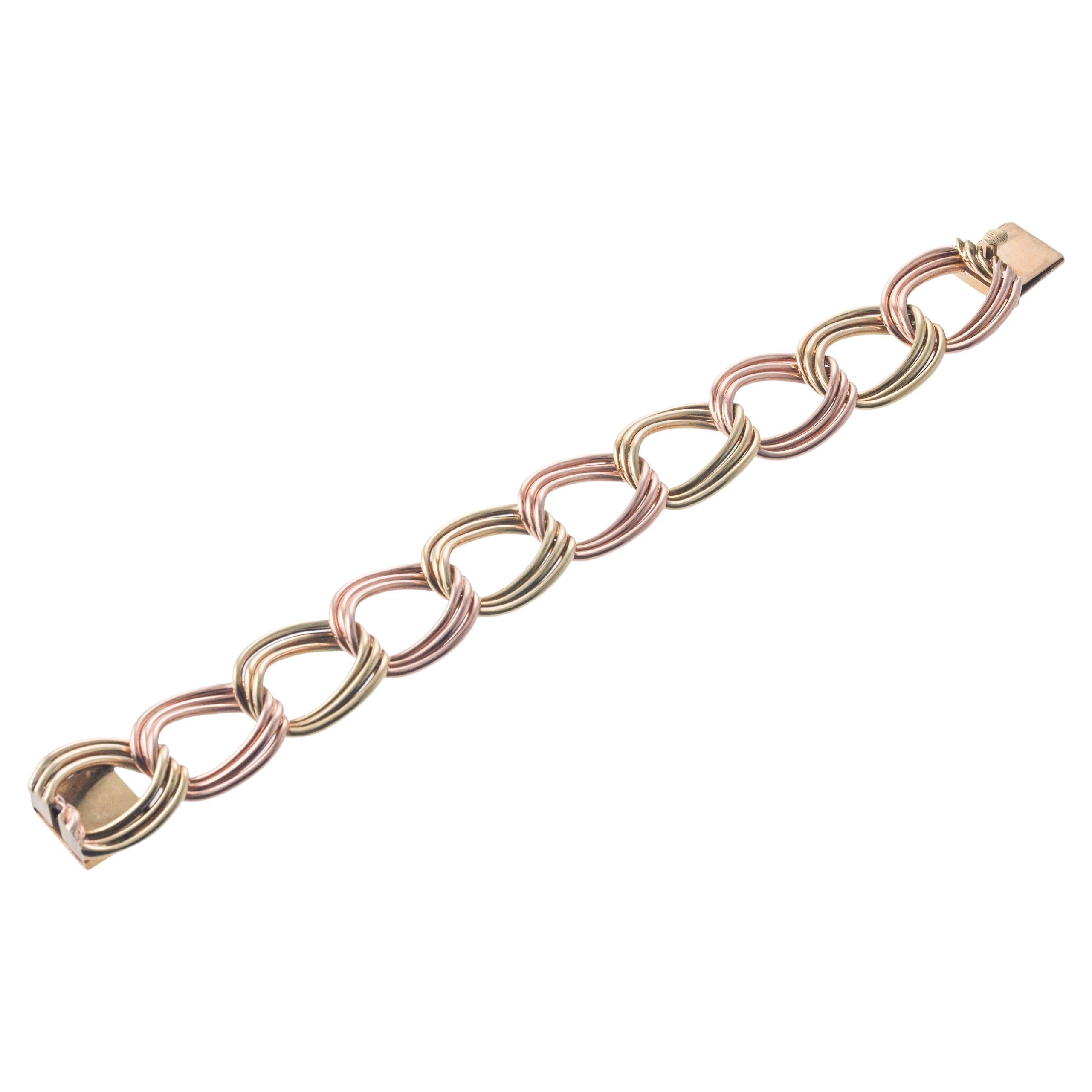 Micentury Rose and Yellow Link Gold Bracelet