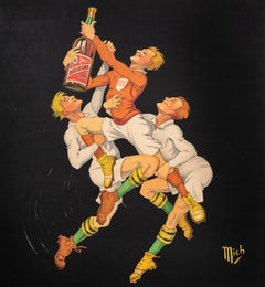 Mich, Original Vintage Poster, Bec Kina, Rugby, Football, Alcohol, 1921