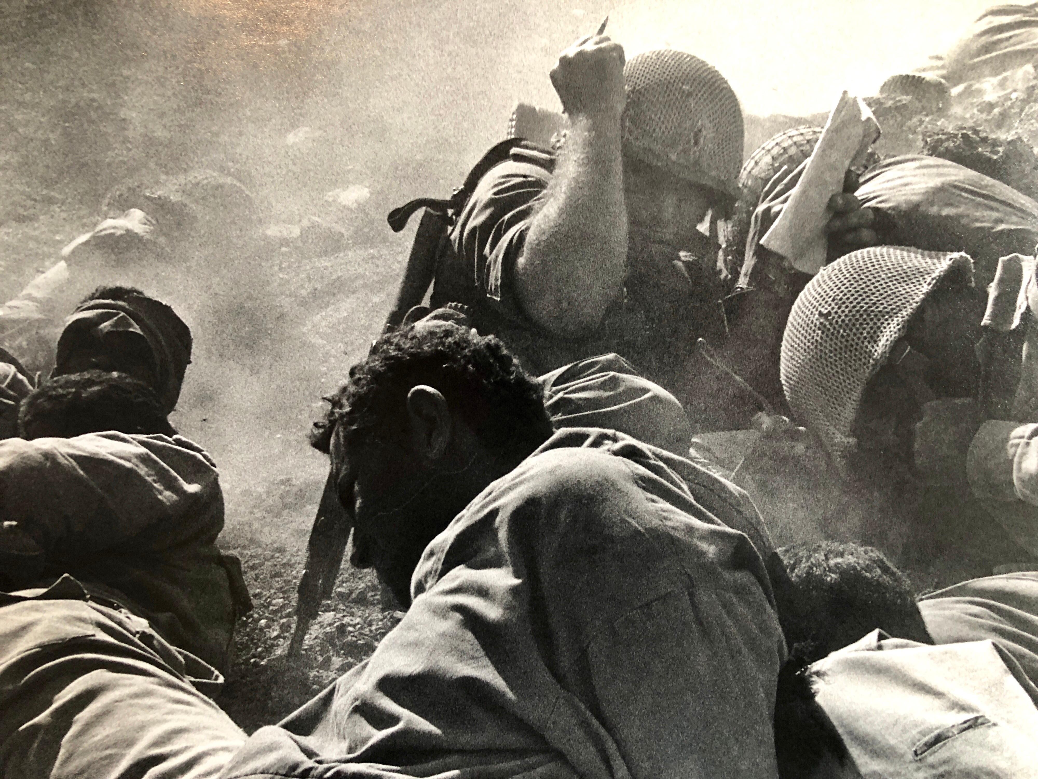 Vintage Silver Gelatin Print Artillery Barrage, Suez Canal, Yom Kippur War 1973  - Photograph by Micha Bar-Am