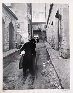 Vintage Silver Gelatin Print Rabbi, Jerusalem Alley Israeli Judaica Micha Bar-Am