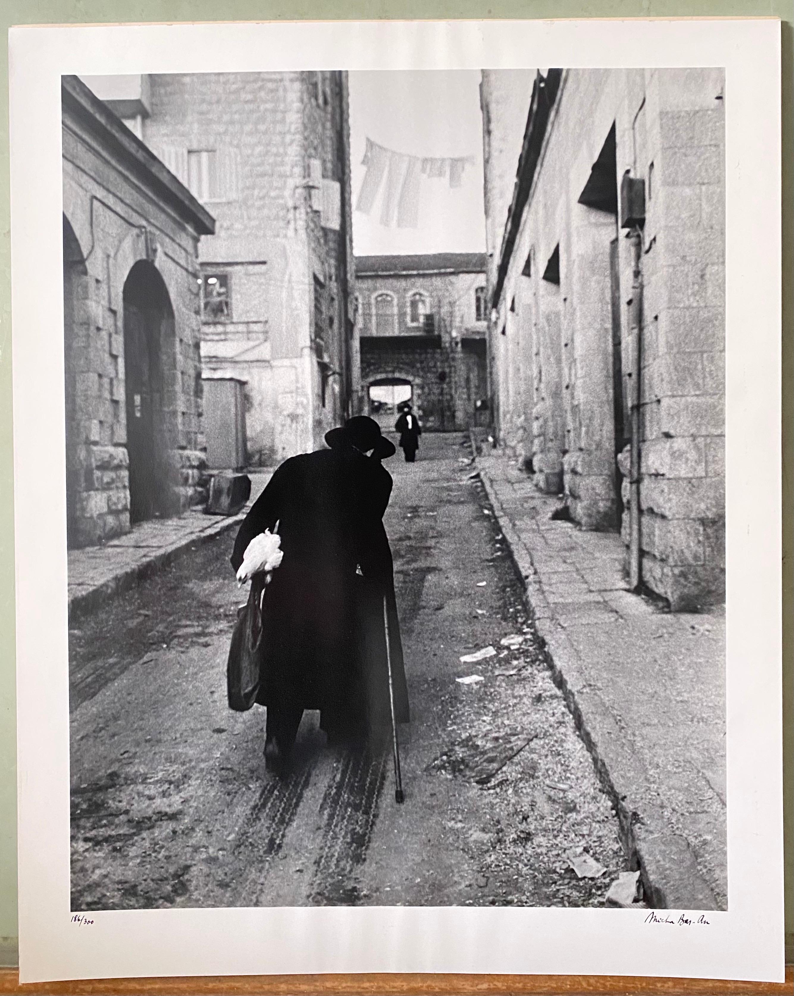 Vintage Silver Gelatin Print Rabbi, Jerusalem Alley Israeli Judaica Micha Bar-Am For Sale 1