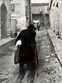 Vintage Silver Gelatin Print Rabbi, Jerusalem Alley Israeli Judaica Micha Bar-Am