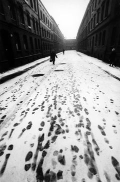 Footprints in winter, Vintage Silver Gelatin Print, 70s Silesia, Poland