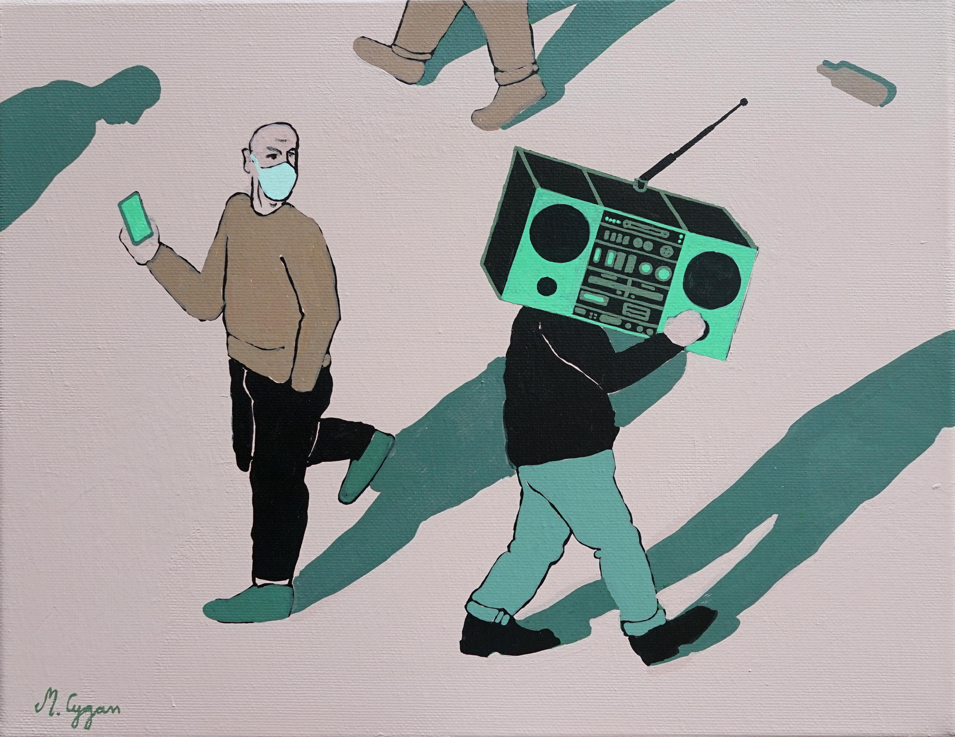 Boombox – Polnische junge Kunst, zeitgenössische figurative Malerei, Street Art