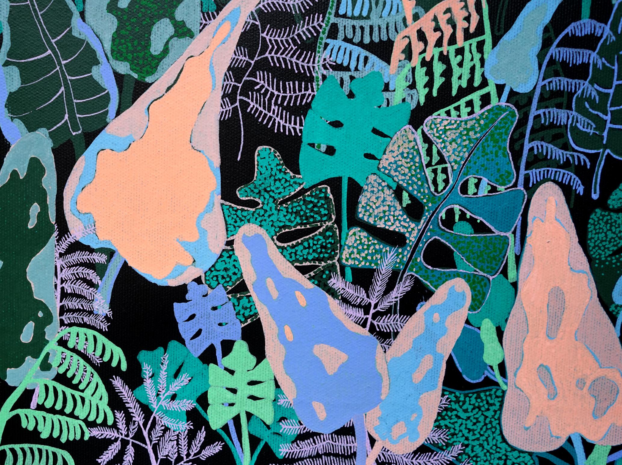 Jungla - Polnische junge Kunst, zeitgenössische figurative Malerei, Natur, Pflanzen im Angebot 2