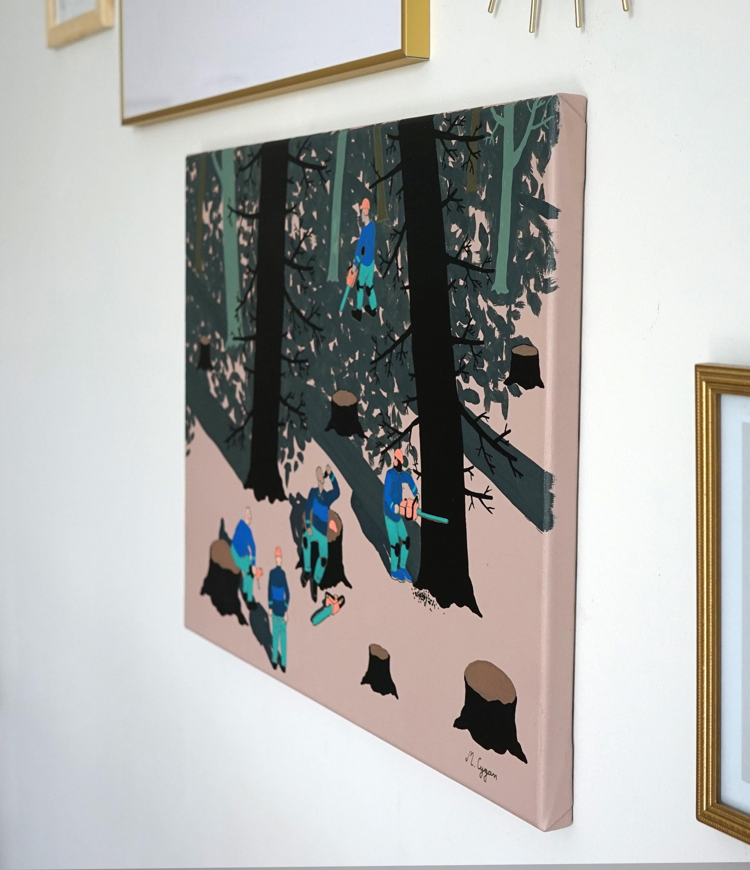 El Bosque - Arte Joven Polaco, Pintura Figurativa Contemporánea, Arte Callejero - Painting de Michał Cygan