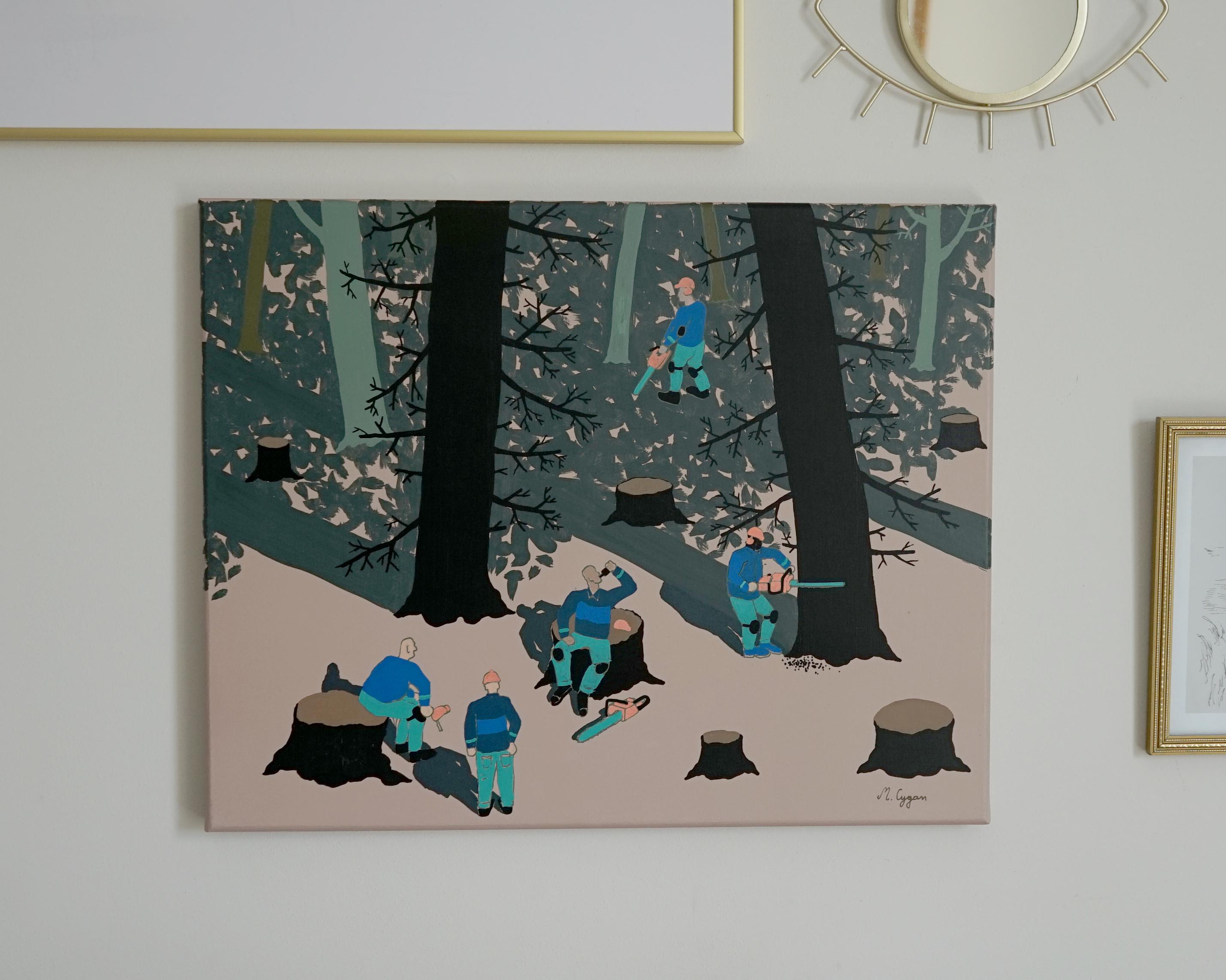 El Bosque - Arte Joven Polaco, Pintura Figurativa Contemporánea, Arte Callejero - Painting Contemporáneo de Michał Cygan