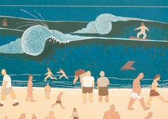 Waves - Polish Young Art, Contemporary Figurative Painting, Nature, People, Sea