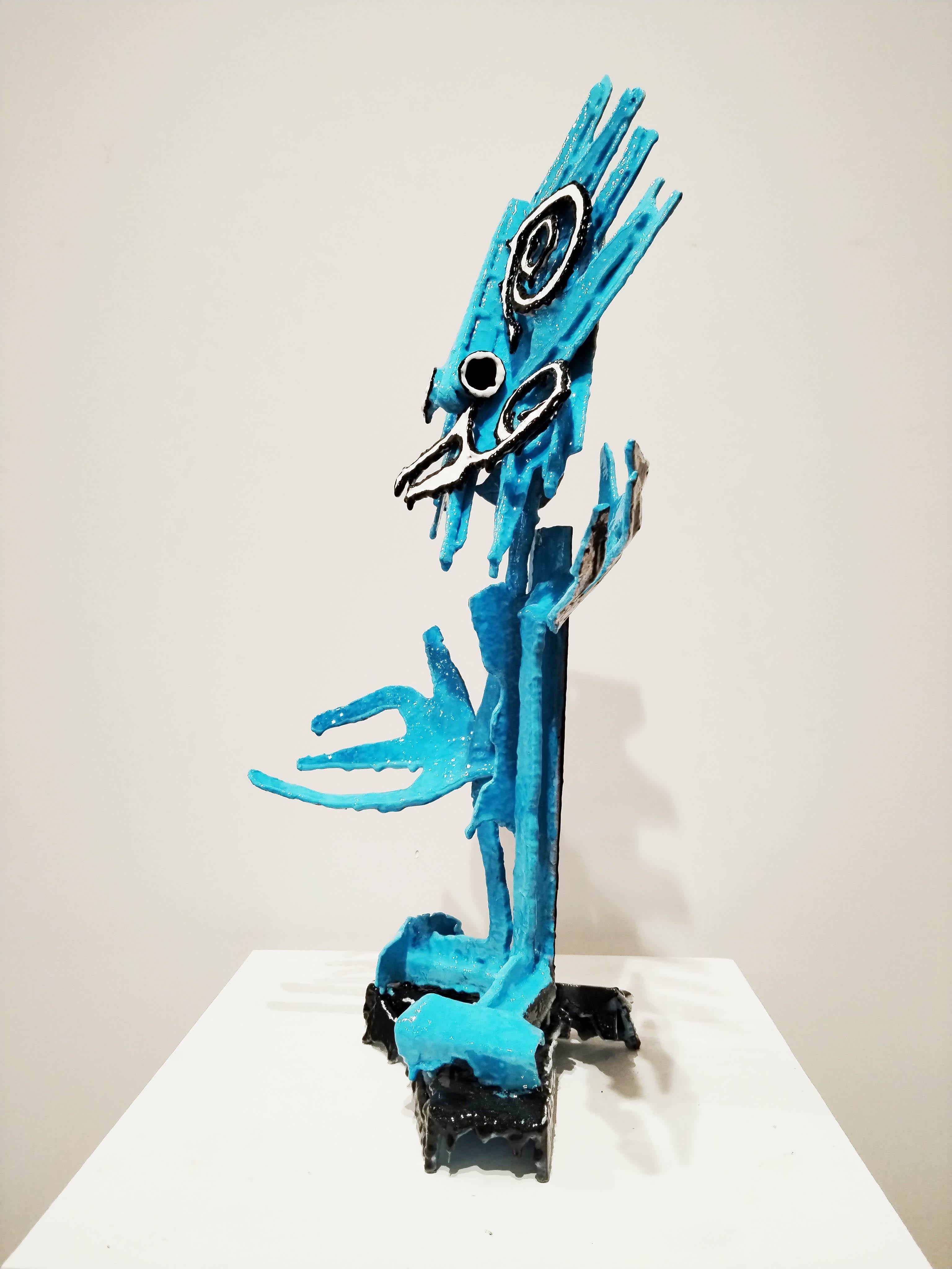 Mr Blue Pastel - Sculpture by Michadu
