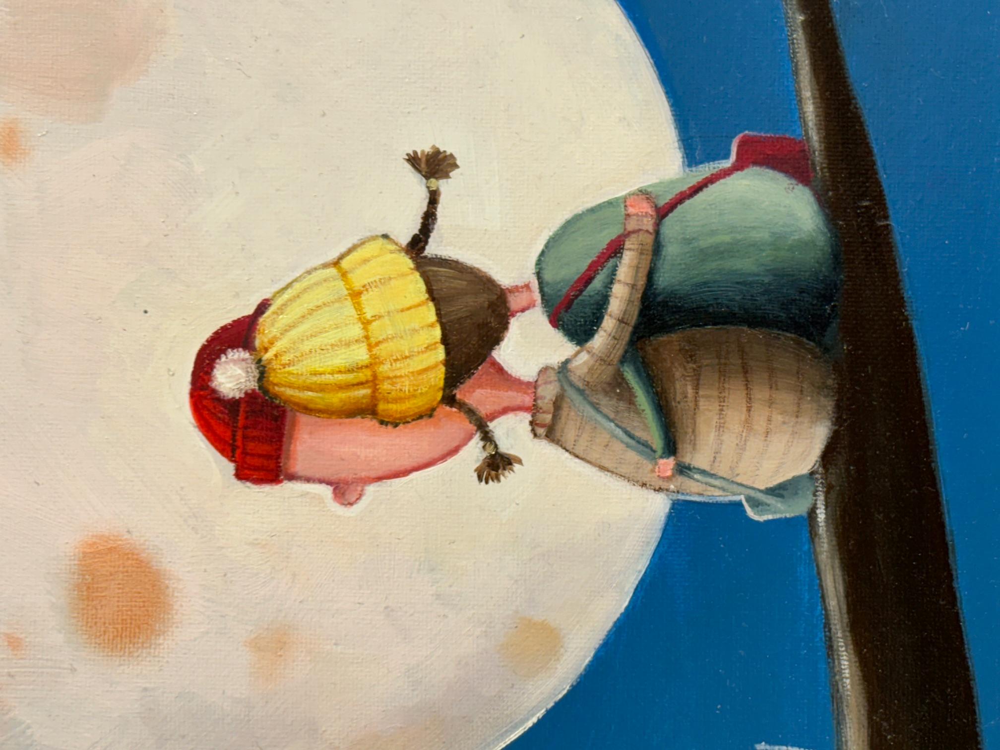 BY THE LIGHT OF THE MOON- Original people surrealistic painting-contemporary art For Sale 2