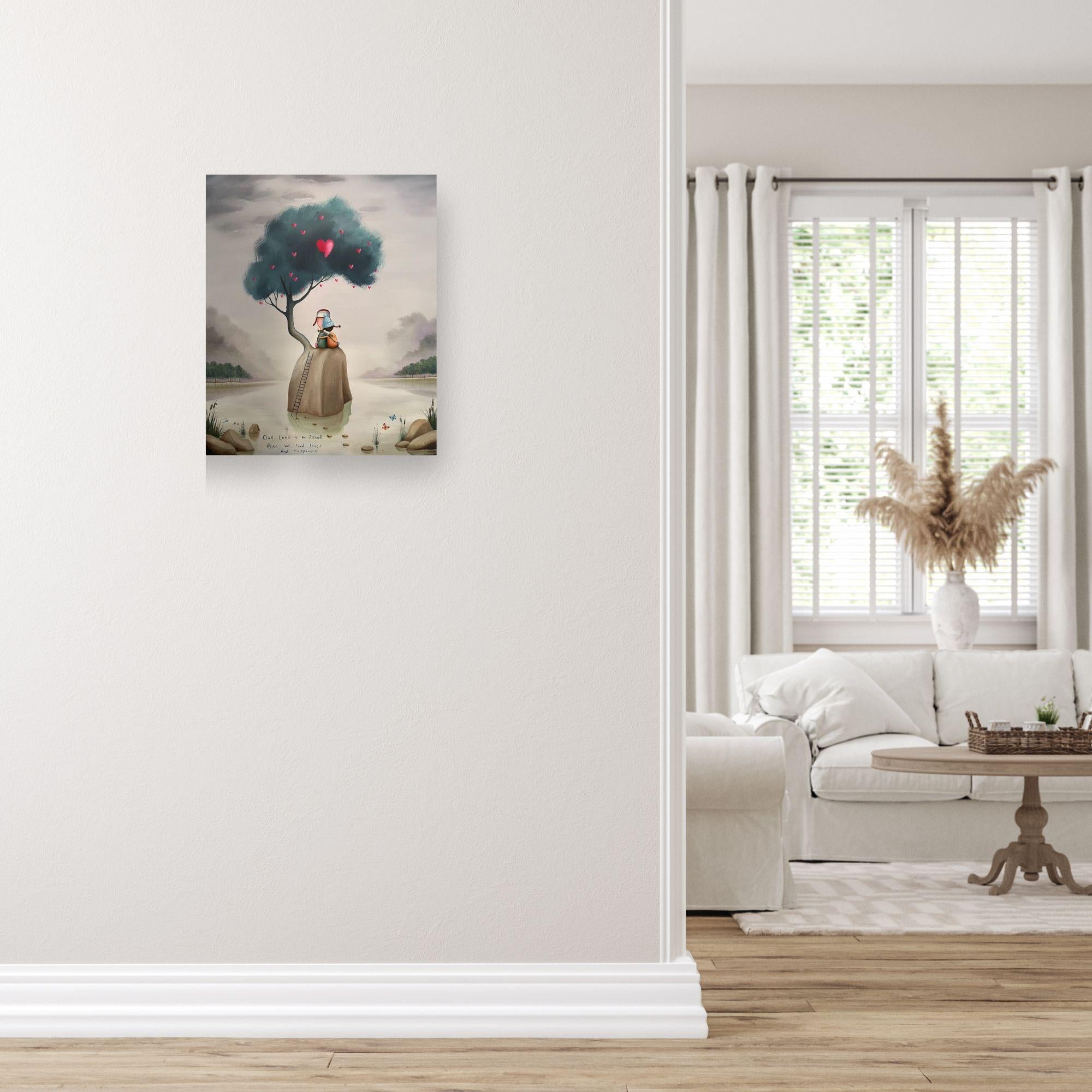 LOVE ISLAND - Original people surrealistic painting-contemporary art - Surrealist Art by Michael Abrams