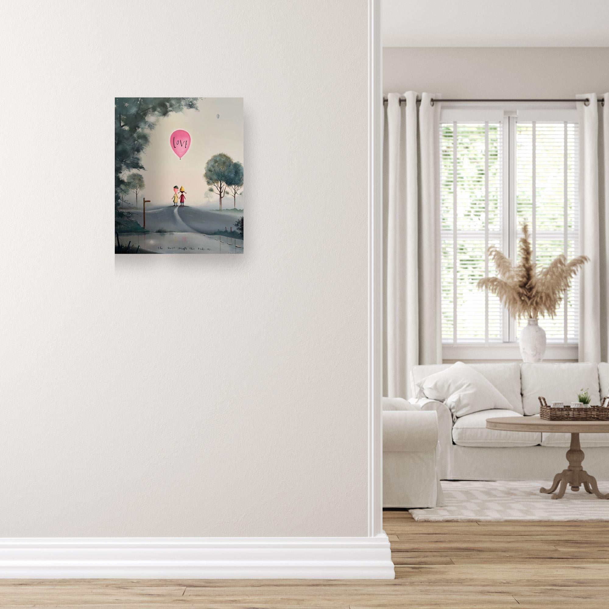 LOVE LIFTS UP - Original people surrealistic painting-contemporary art - Surrealist Art by Michael Abrams