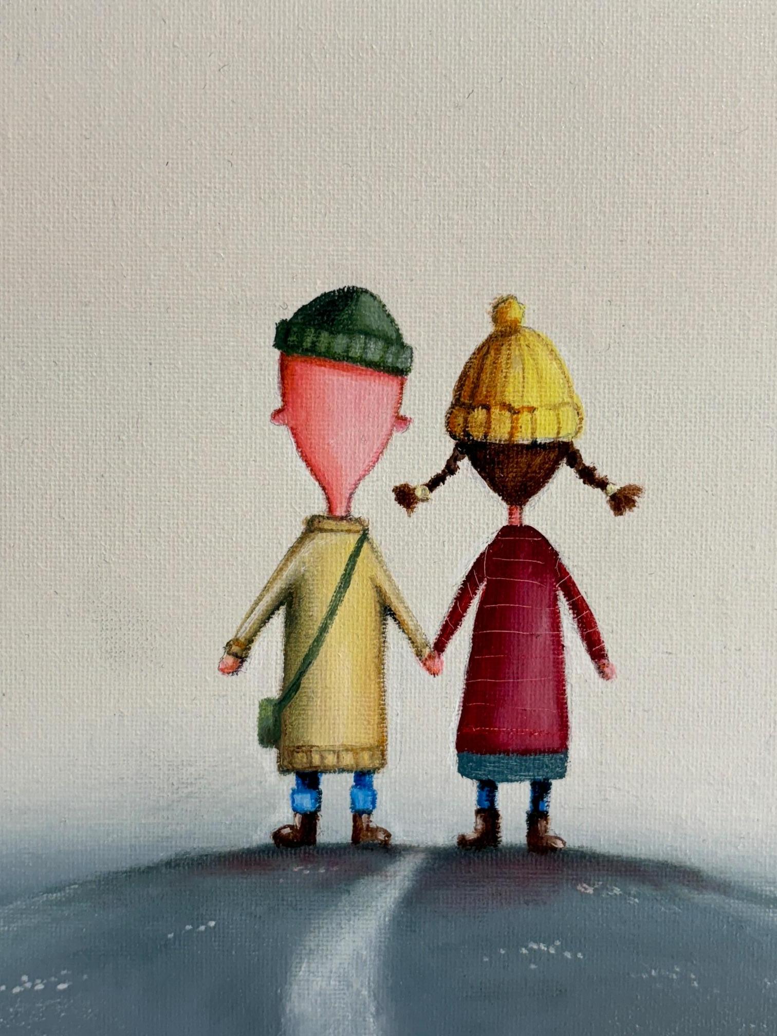 LOVE LIFTS UP - Original people surrealistic painting-contemporary art For Sale 2