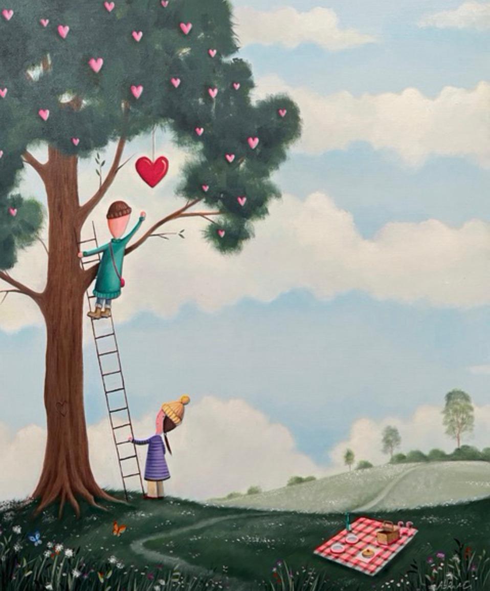 Reach Out For Love - Original Menschen surrealistische Malerei - zeitgenössische Kunst