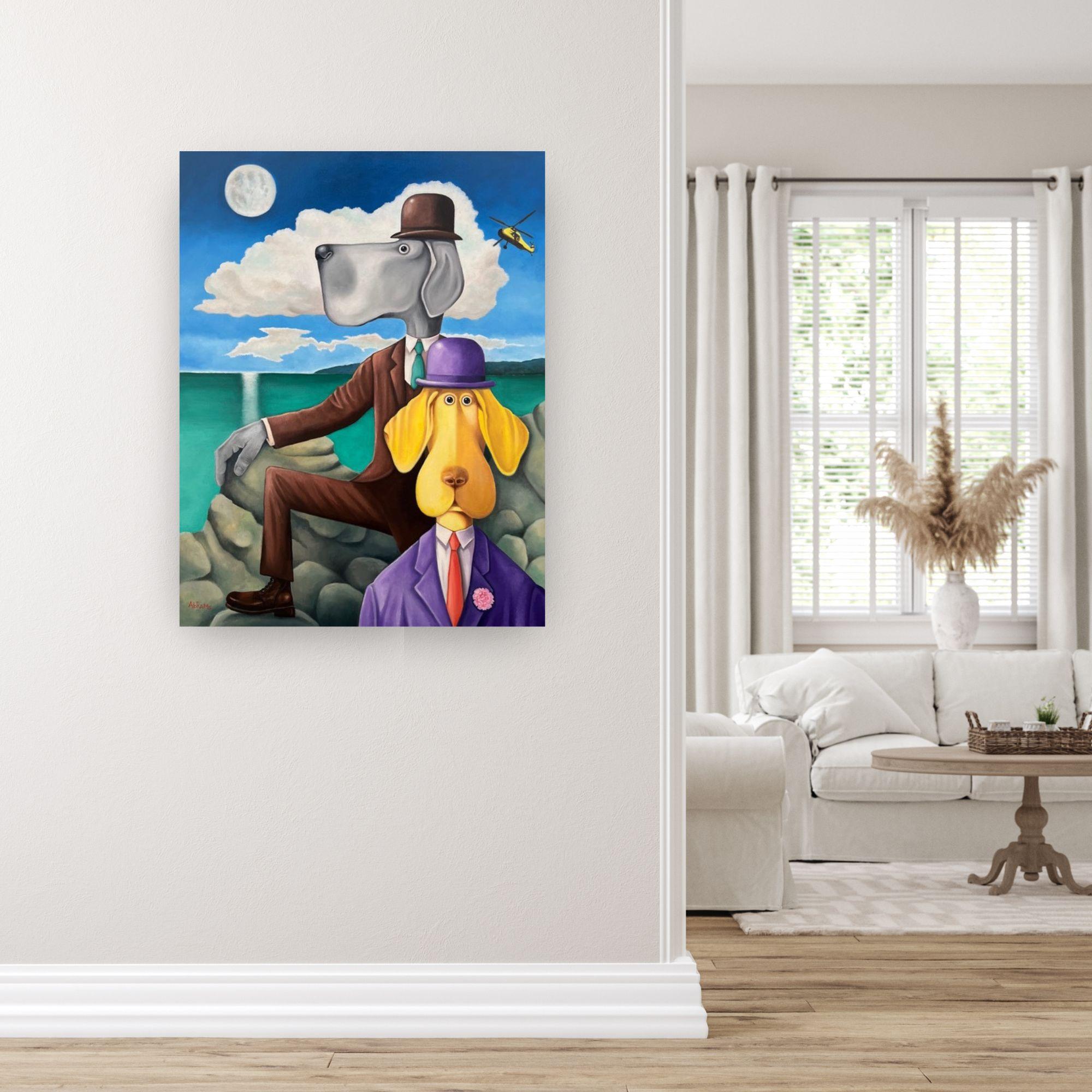 Rescue Dogs - Quadro surreale originale di animali - arte contemporanea - Painting di Michael Abrams