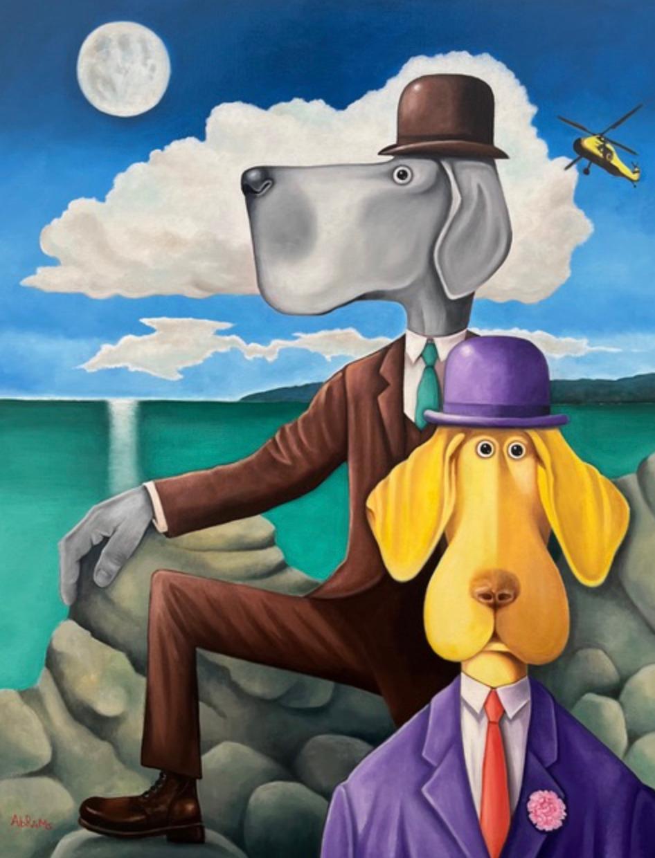 Rescue Dogs - Original animal surrealistic painting-contemporary art