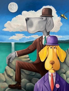 Rescue Dogs - Original animal surrealistic painting-contemporary art