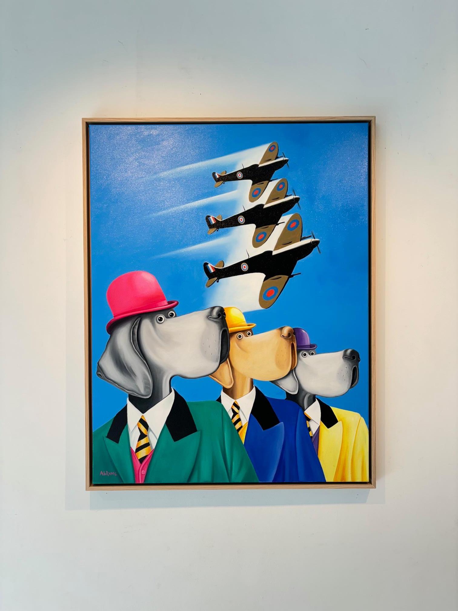Top Dog - Peinture originale surréaliste animalière-art contemporain - Painting de Michael Abrams