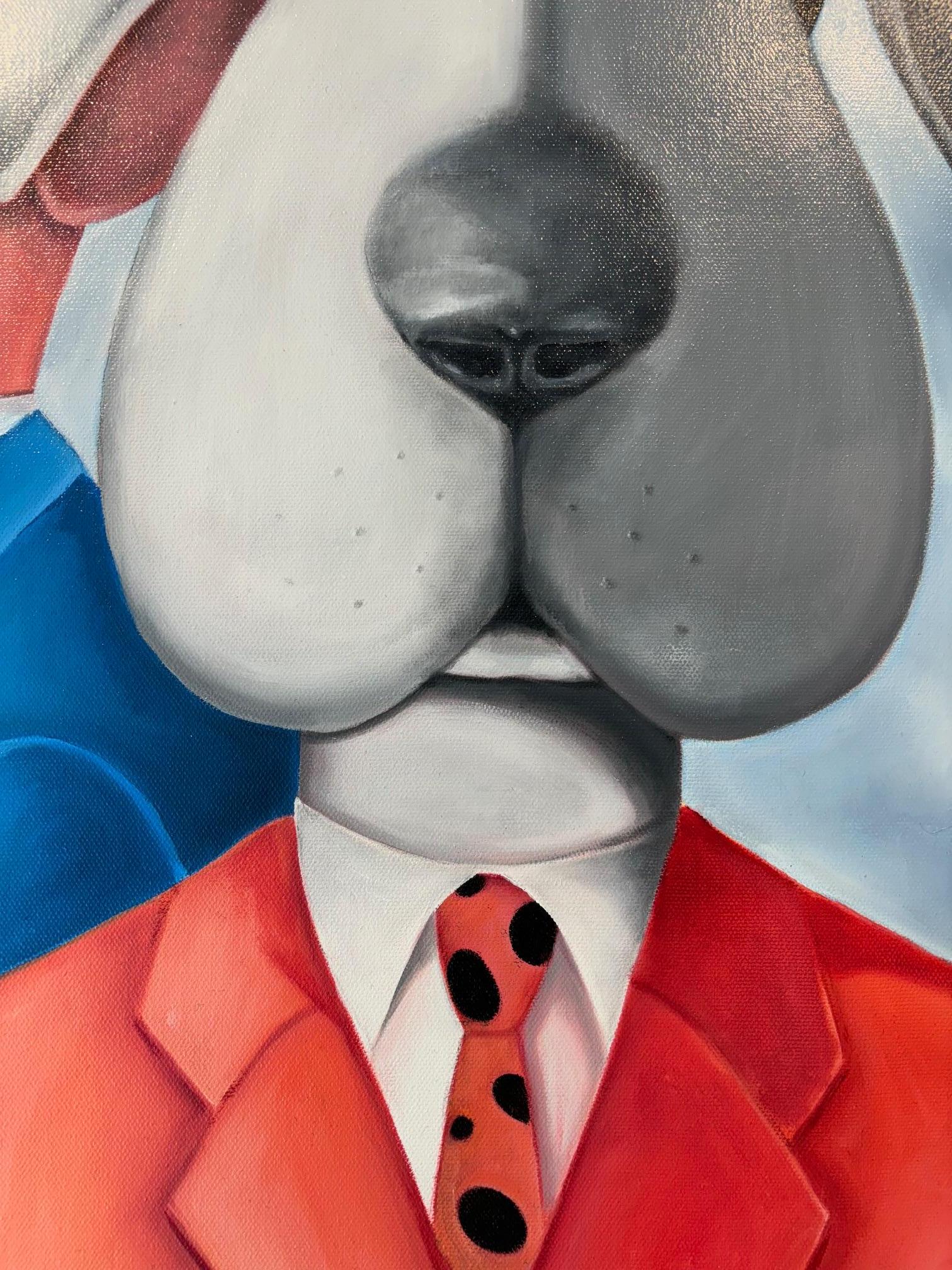 Who? Why? What? - Original animal surrealistic painting-contemporary art - Brown Animal Painting by Michael Abrams
