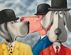 Qui ? Pourquoi ? Qu'est-ce que c'est ? - Peinture surréaliste originale d'animaux - art contemporain