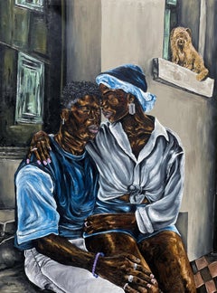 A Bond Unspoken -21st Century Contemporary, Figuratives Portrait, Frauen, Männer Liebe