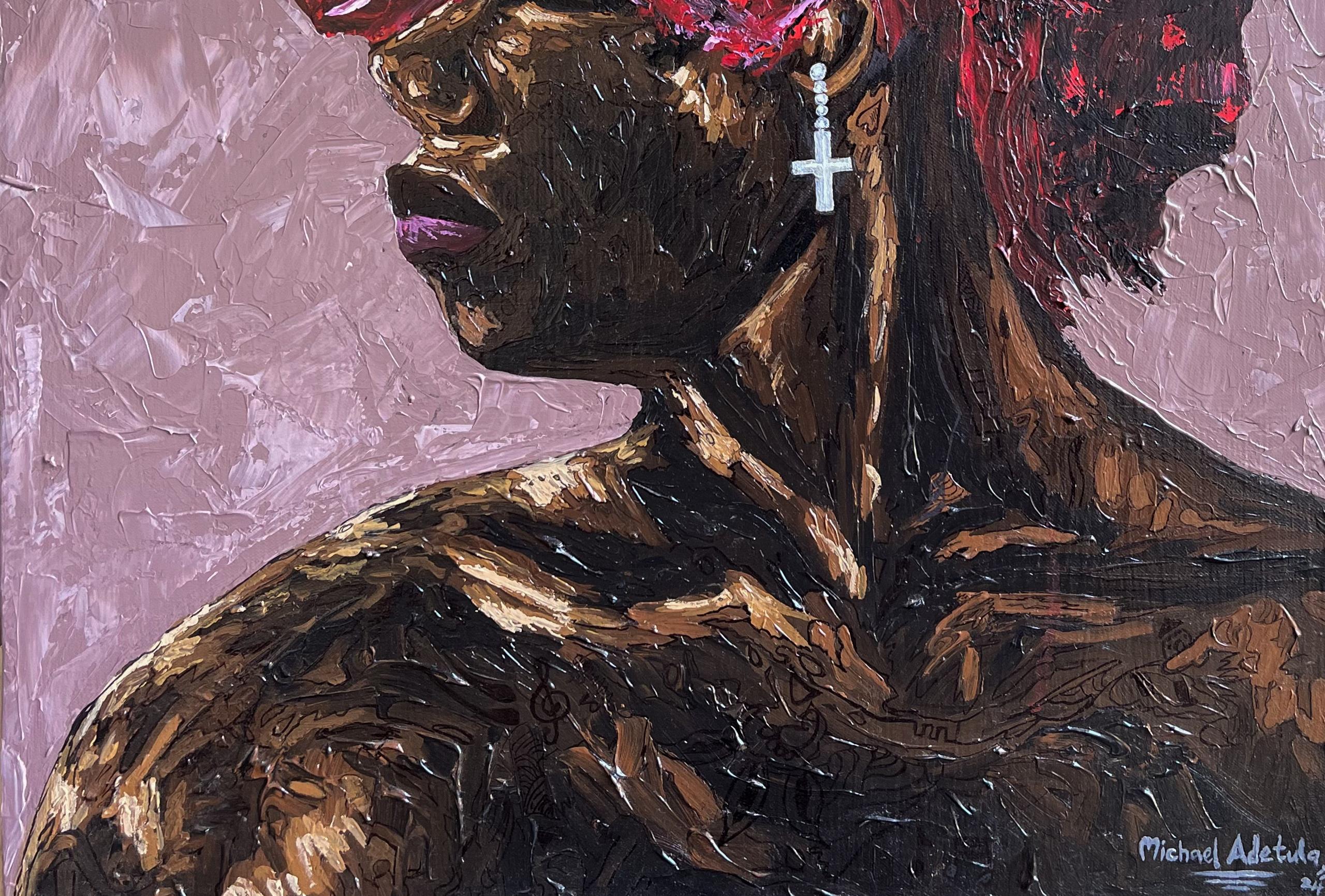 Cast Aside 2 -21e siècle Contemporain, Portrait Figuratif Afrique Femme Moderne - Conceptuel Painting par Michael Adetula