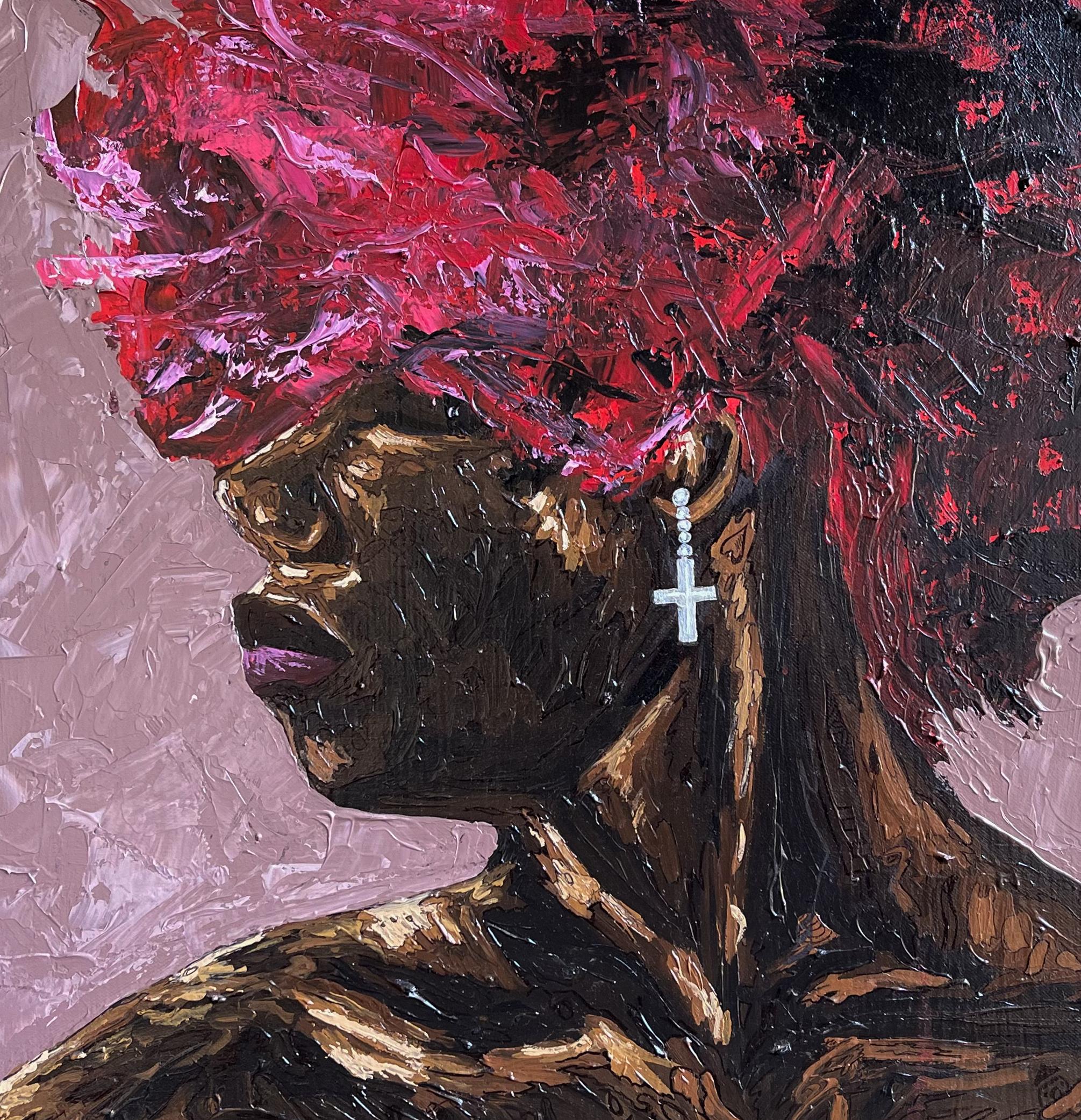 Cast Aside 2 -21e siècle Contemporain, Portrait Figuratif Afrique Femme Moderne - Noir Figurative Painting par Michael Adetula