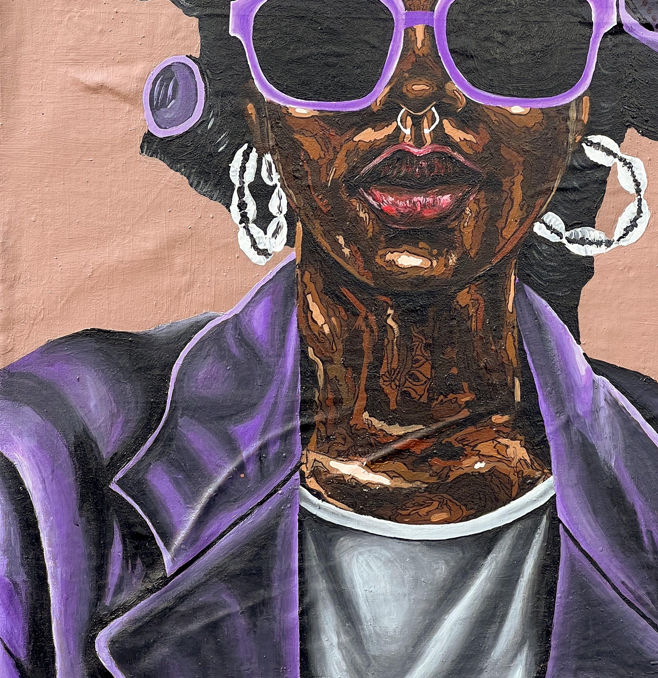 Extraordinary Woman 2 - Brown Figurative Painting by Michael Adetula