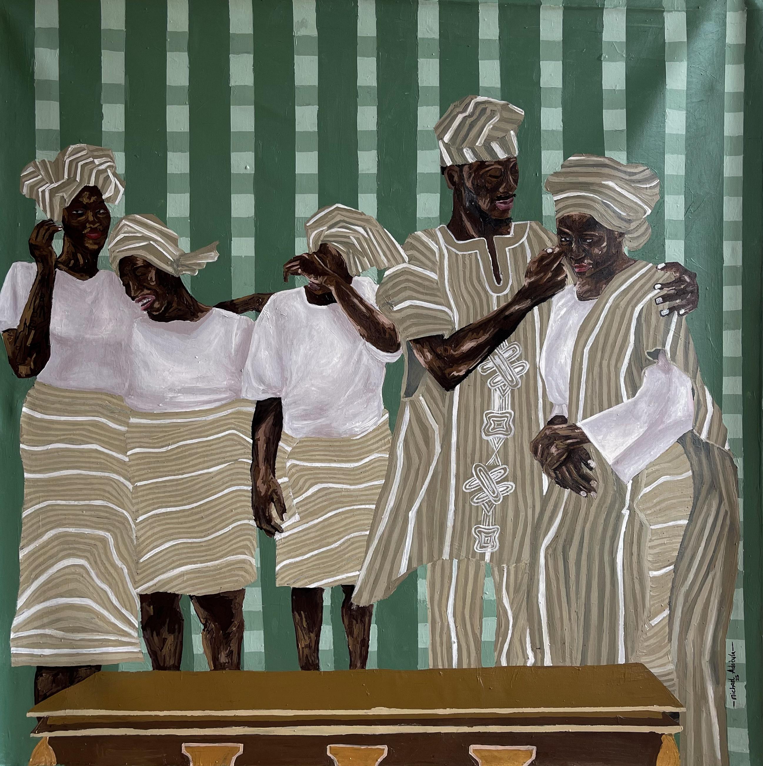 Giving Last Respect 1 - 21st Century Contemporary, Celebration of Life and Death - Mixed Media Art by Michael Adetula