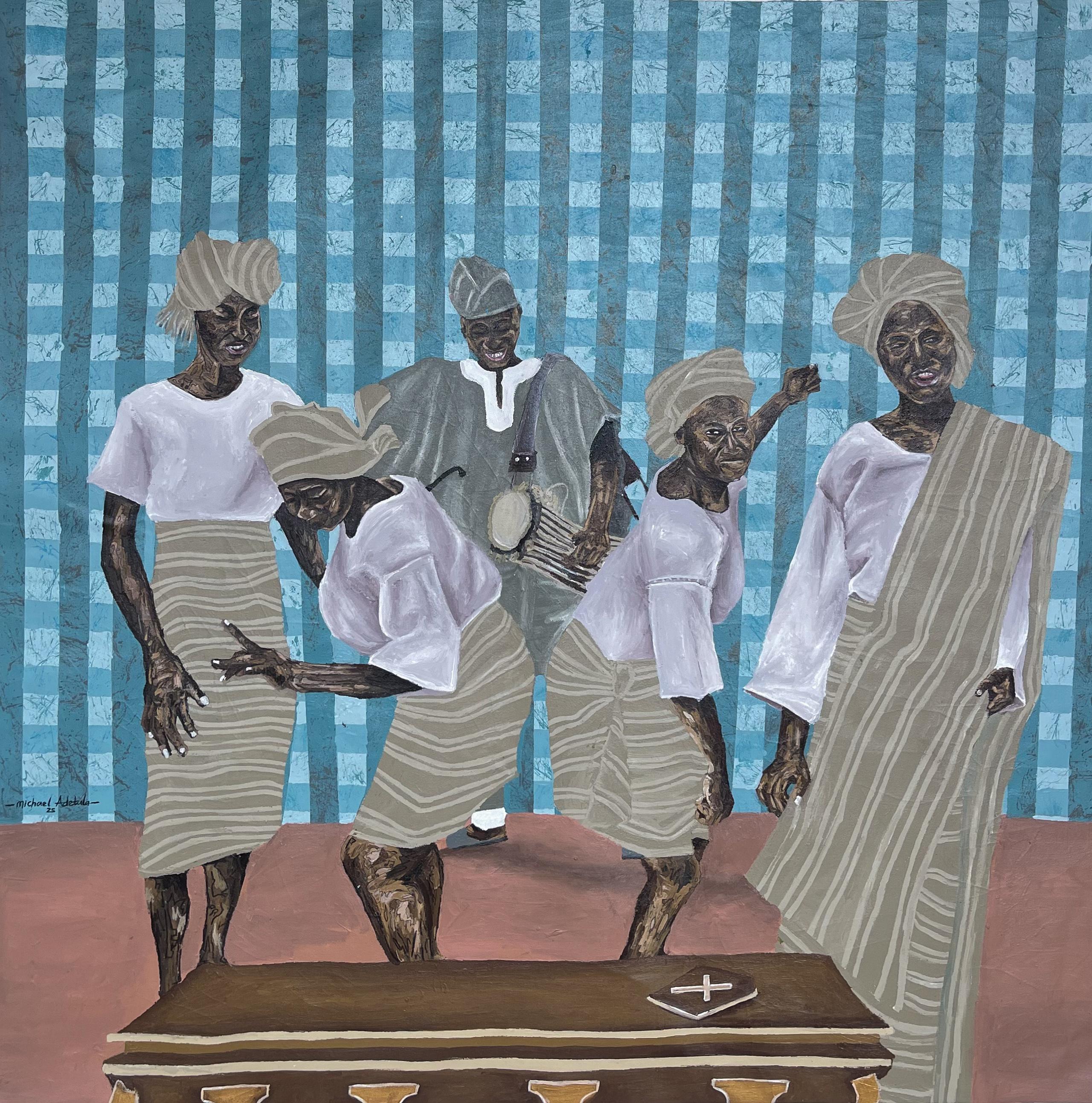 Giving Last Respect 2 - 21st Century Contemporary, Celebration of Life and Death - Mixed Media Art by Michael Adetula