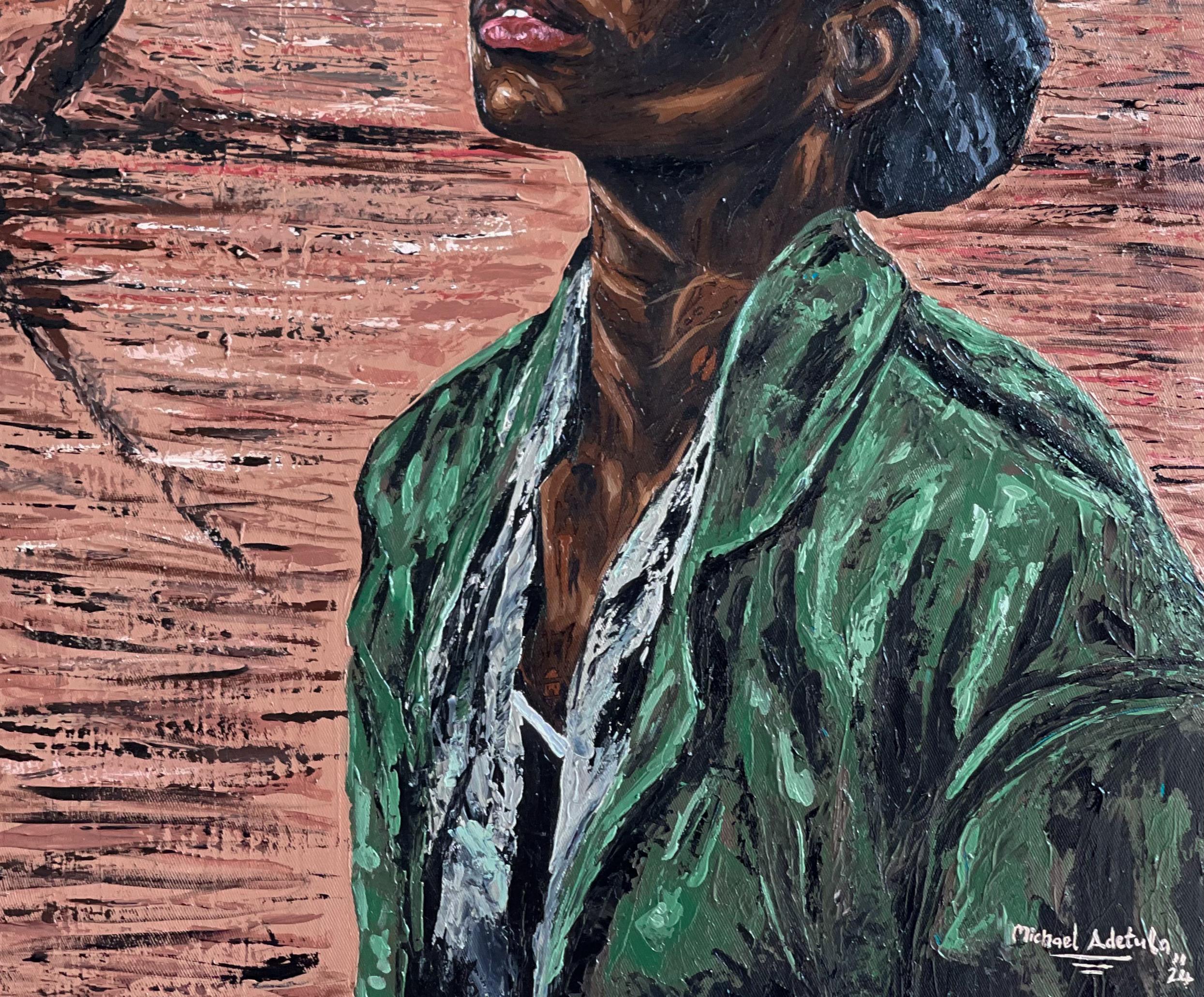 Speranza dall'alto -21° secolo contemporaneo, Ritratto figurativo, Donna, Moderno - Painting Concettualismo di Michael Adetula