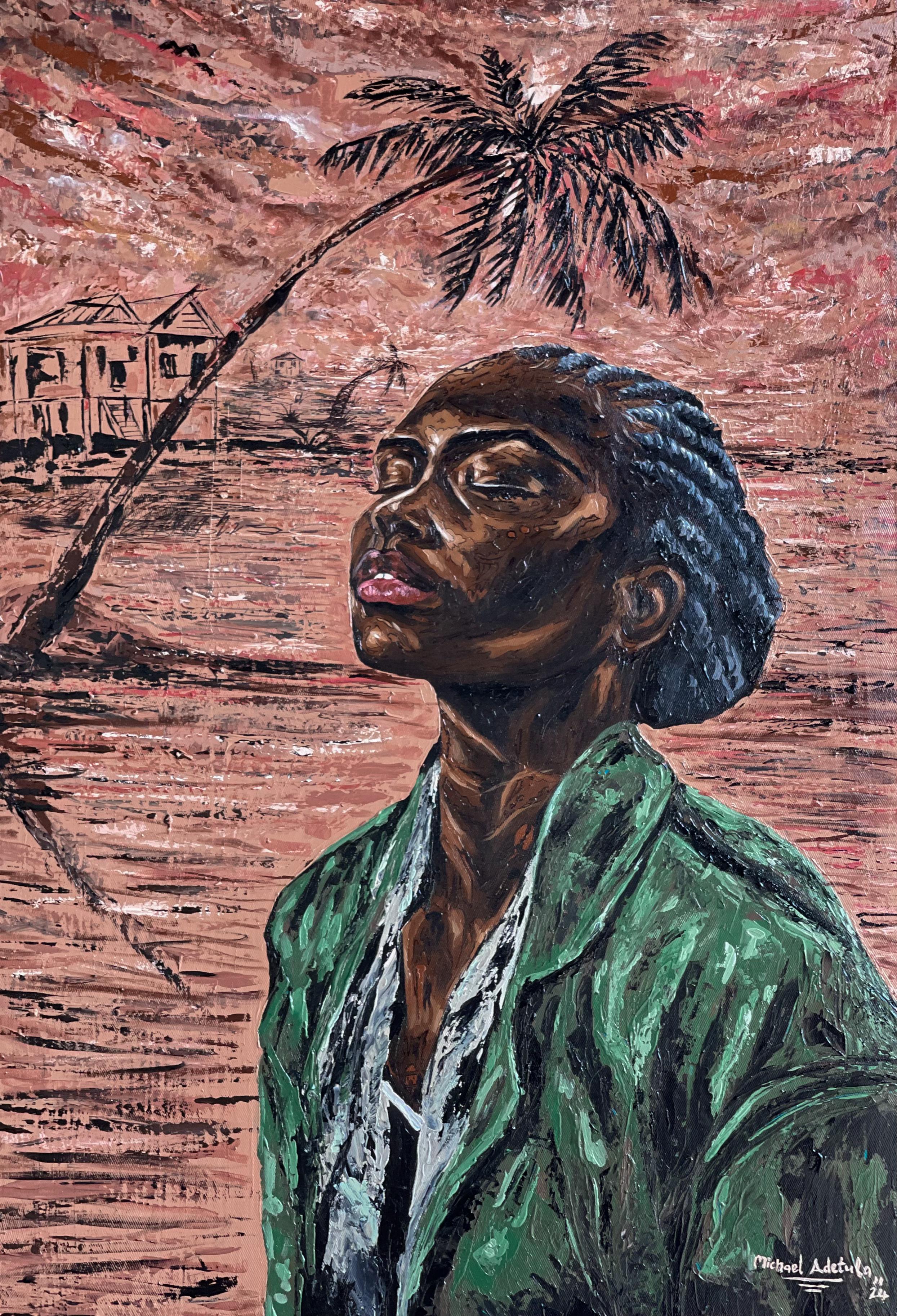 Speranza dall'alto -21° secolo contemporaneo, Ritratto figurativo, Donna, Moderno