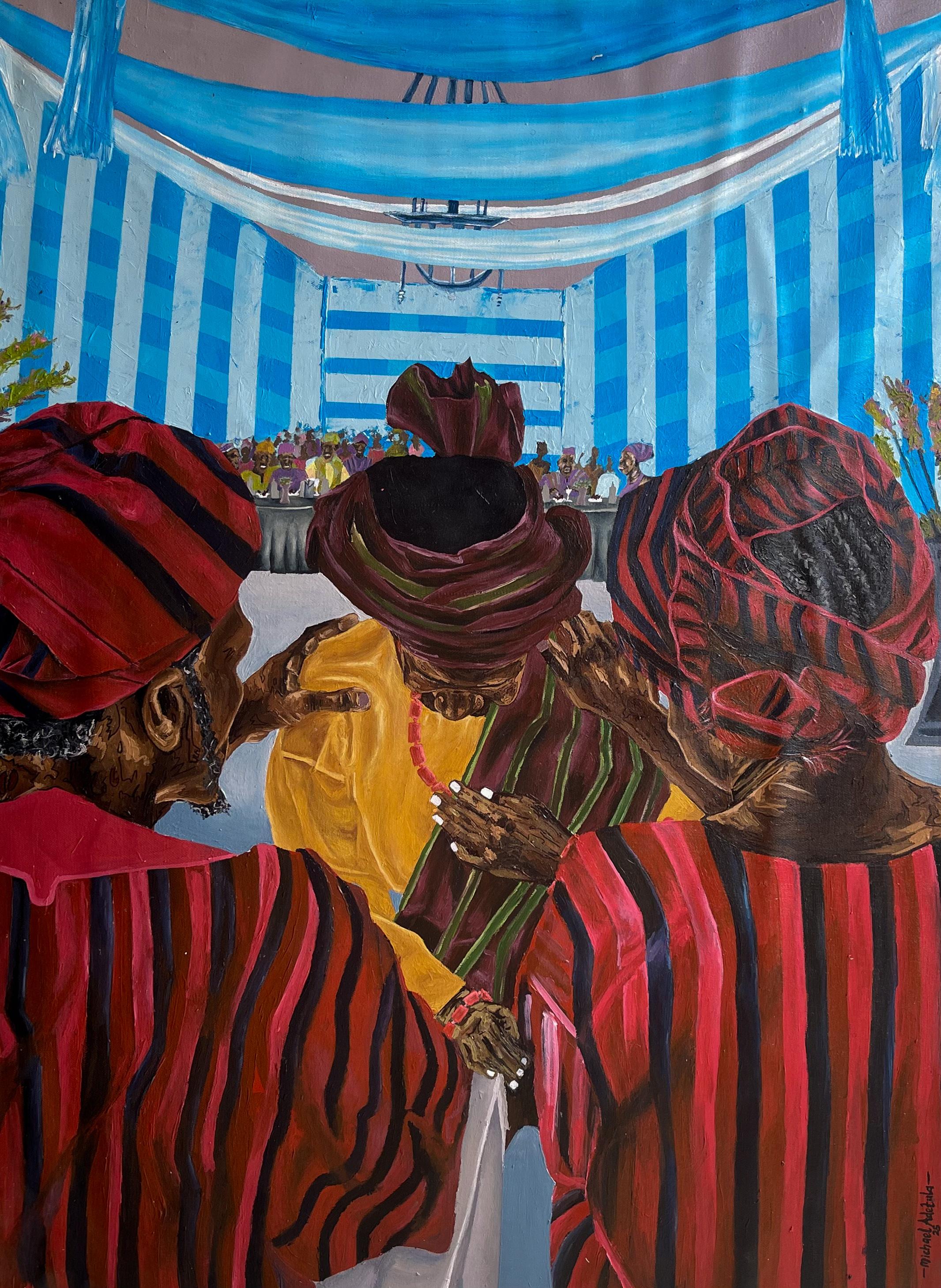 Michael Adetula Figurative Painting - Remarkable Day 1 -21st Century Contemporary, Figurative, Couple Marriage Culture