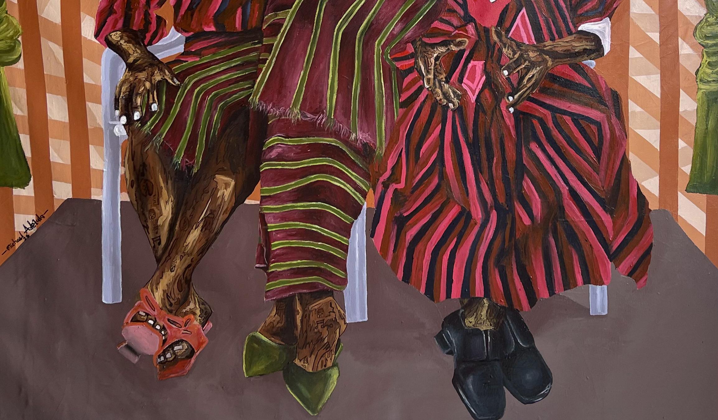 Remarkable Day 2 -21st Century Contemporary, Figurative, Couple Marriage Culture - Conceptual Painting by Michael Adetula