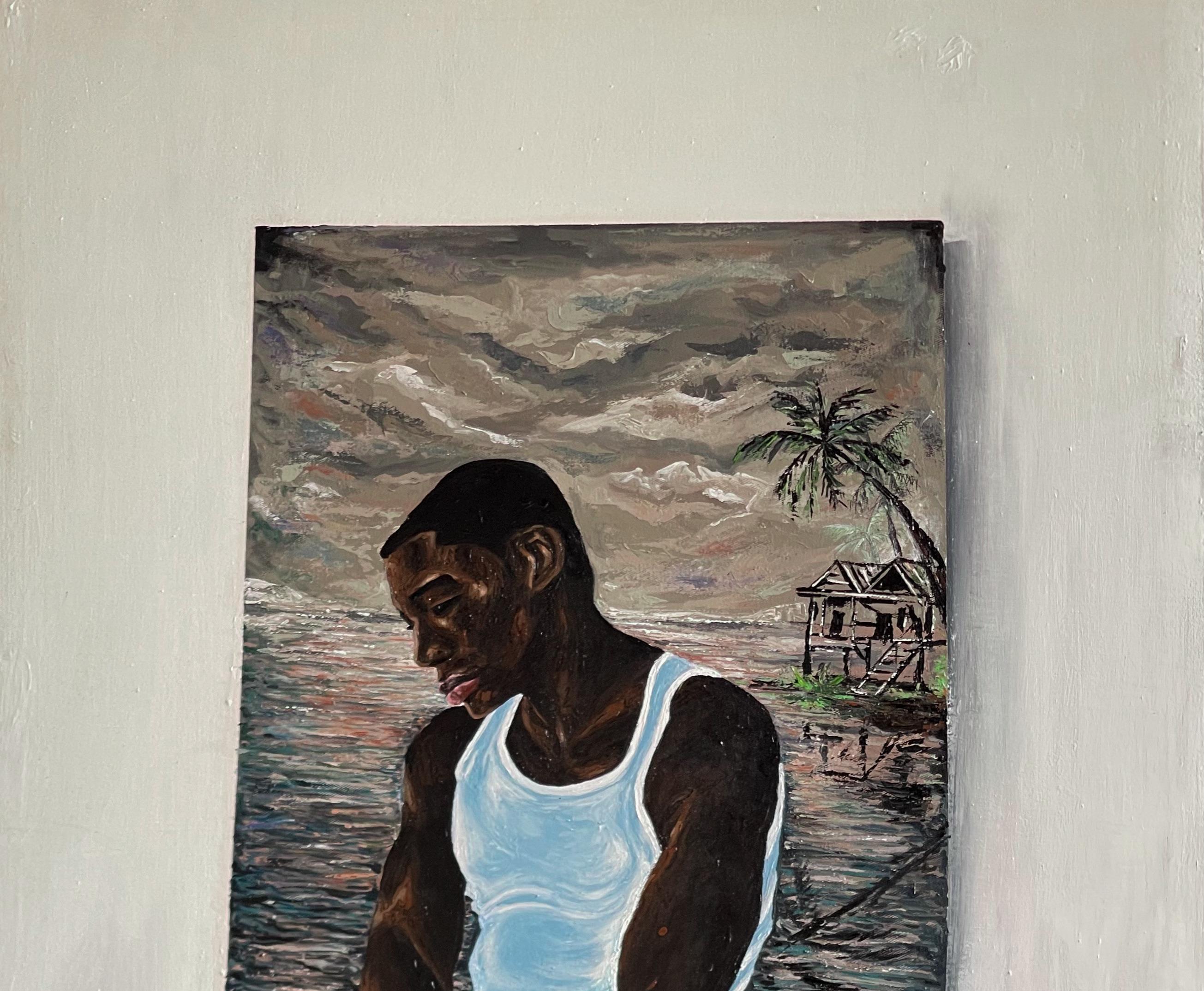 Humor de soledad -Siglo XXI Contemporáneo, Retrato figurativo, Artista, Moderno - Painting de Michael Adetula