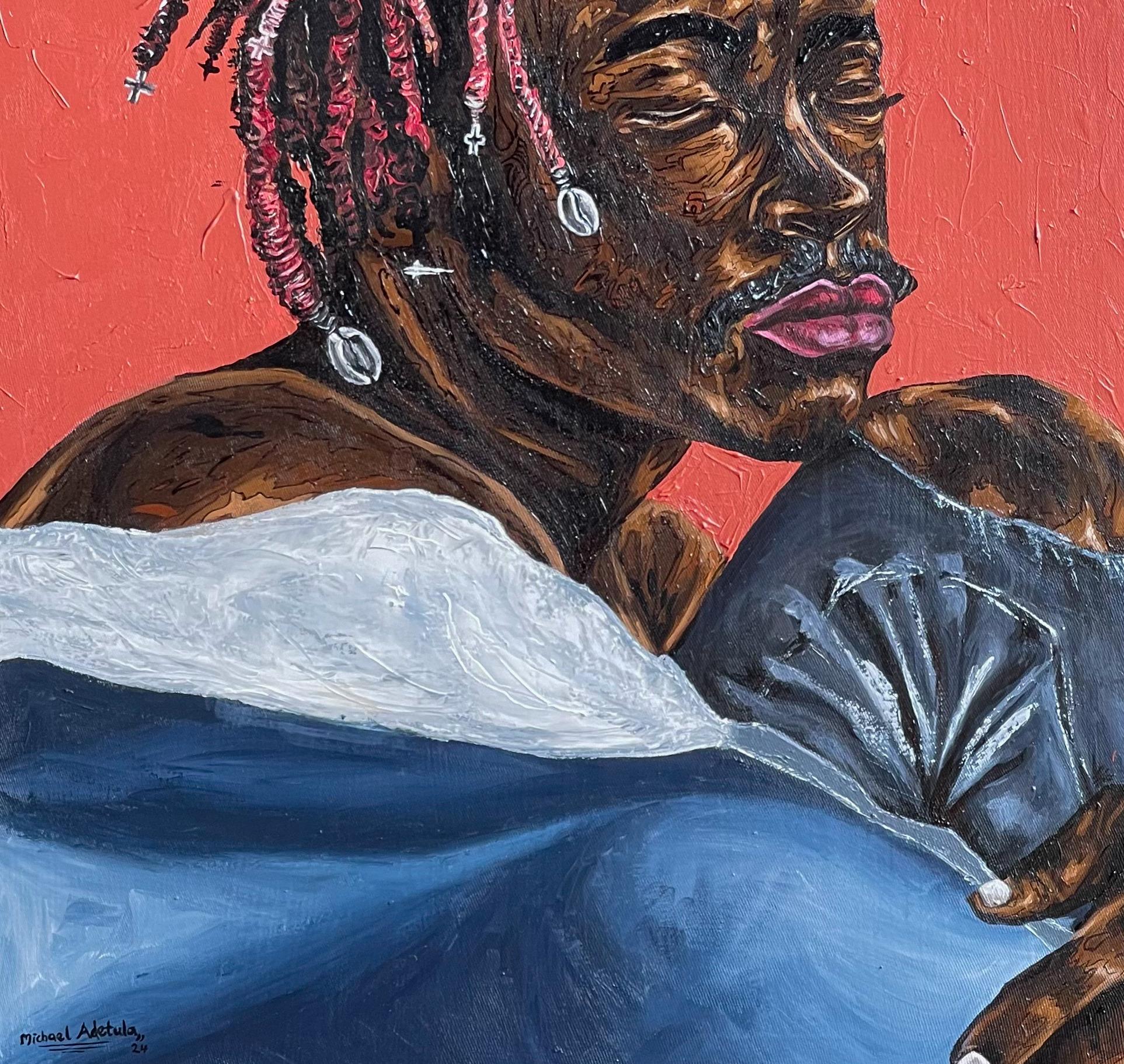 Abbraccio di solitudine - 21° Secolo Contemporaneo, Figurativo, Ritratto, Moderno - Painting Concettualismo di Michael Adetula