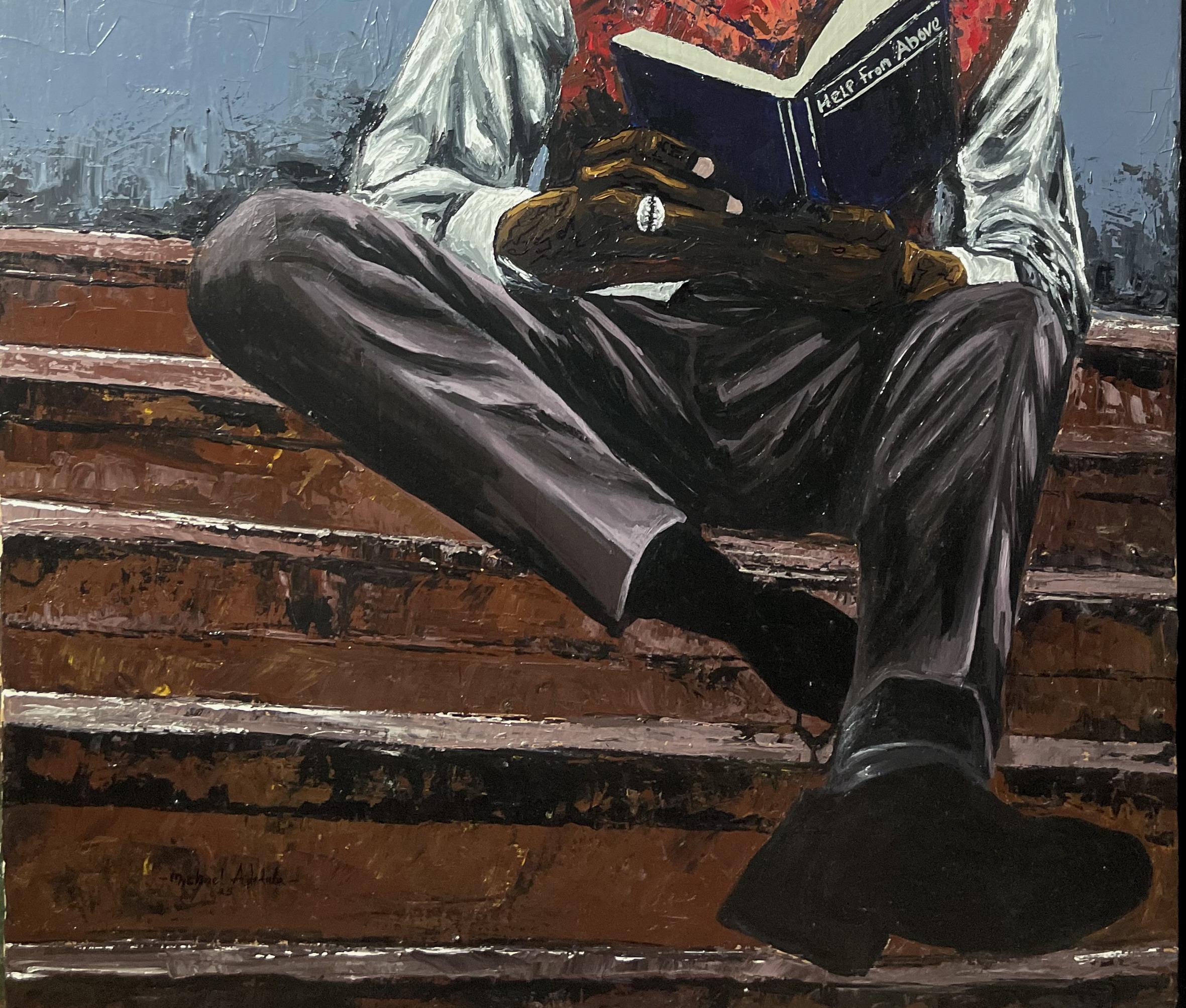 Aiuto dall'alto - 21st Century Contemporary, Ritratto figurativo, Donna, Moderno - Painting Concettualismo di Michael Adetula