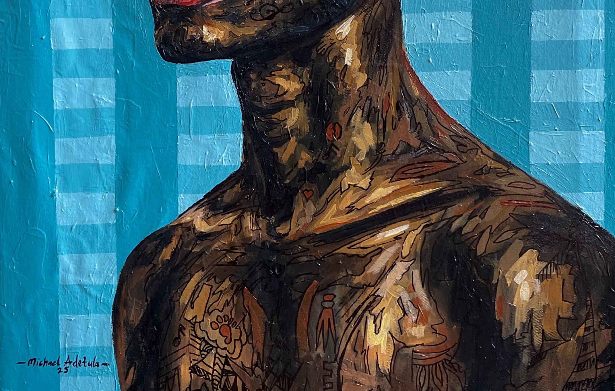 Peace from Within 3 - 21st Century Contemporary, Figurative, Portrait, Modern - Conceptual Painting by Michael Adetula