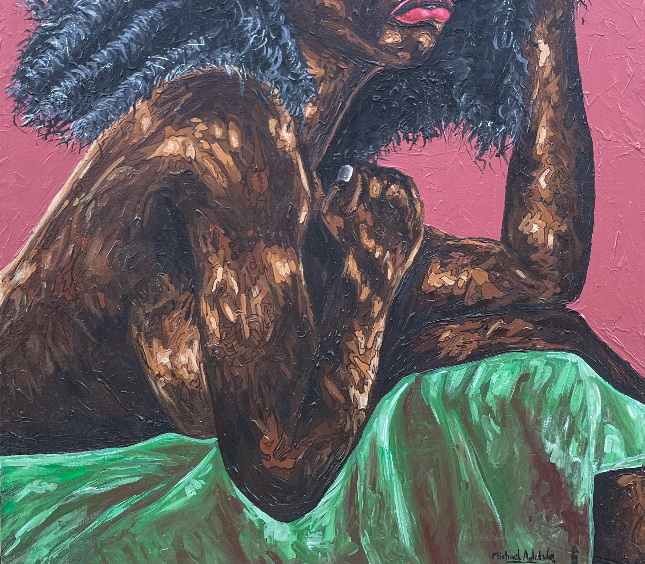 Unraveling - 21st Century Contemporary, Ritratto figurativo, Donna, Moderno - Painting Concettualismo di Michael Adetula