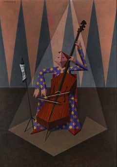 Michael Alan-Kidd (b.1955) - 2013 Acrylic, Mme Suggia Playing the Cello