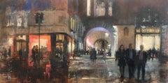 Air Street, Piccadilly - Architecture urban night cityscape oil painting modern