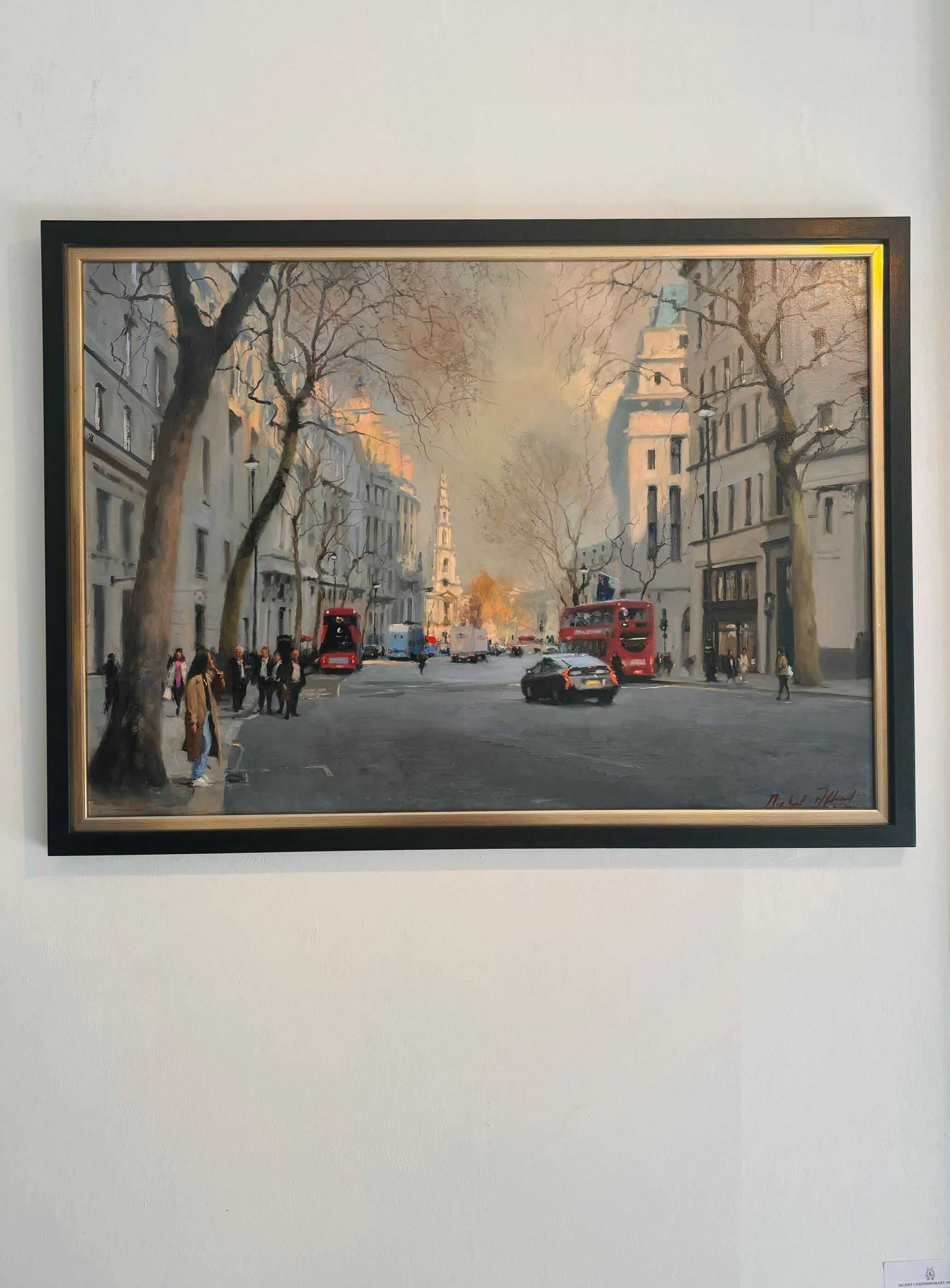 Aldwych, Towards St Clement - original impressionist painting - contemporary art - Painting by Michael Alford