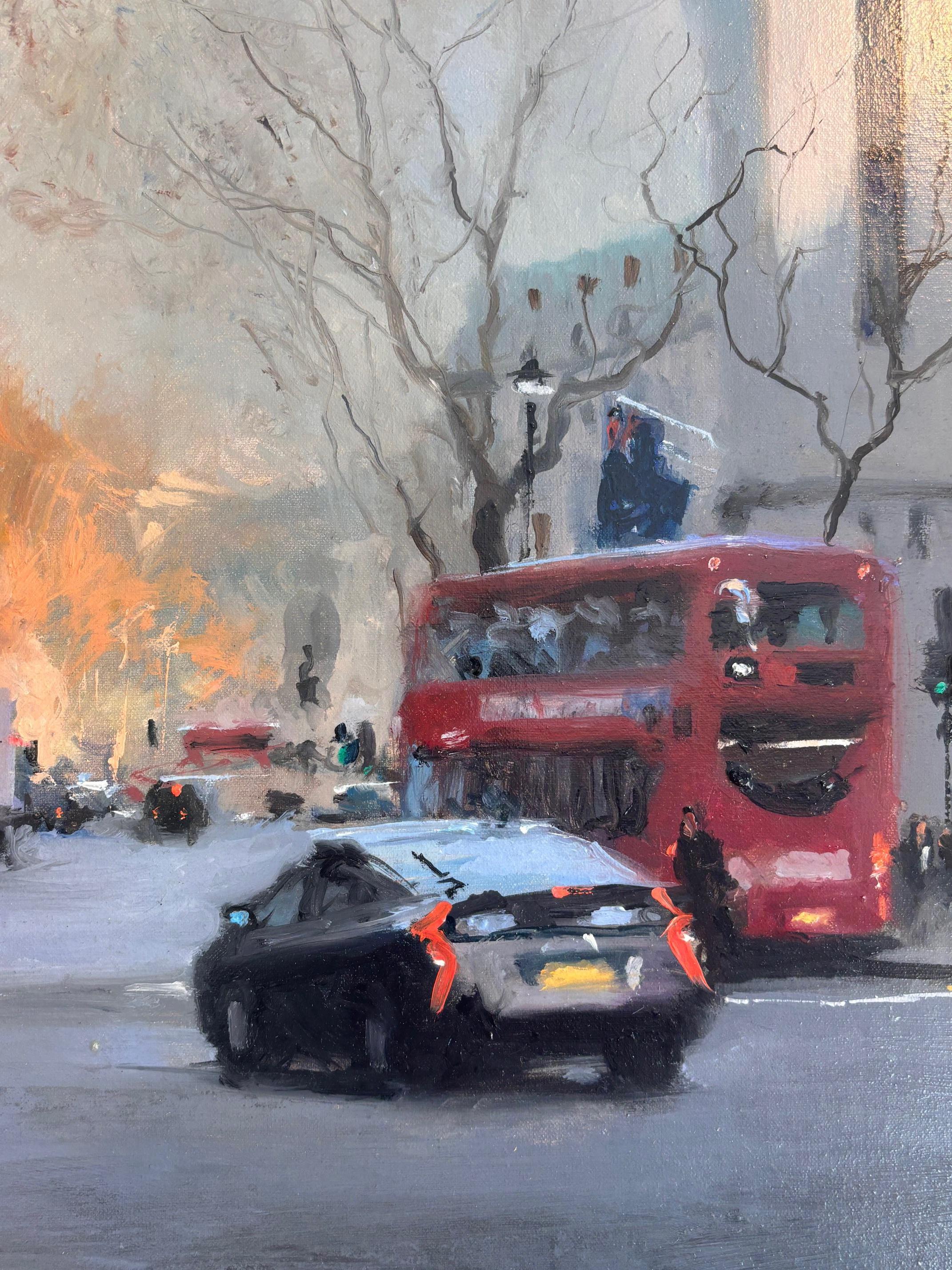 Aldwych, Towards St Clement - original impressionist painting - contemporary art - Gray Portrait Painting by Michael Alford
