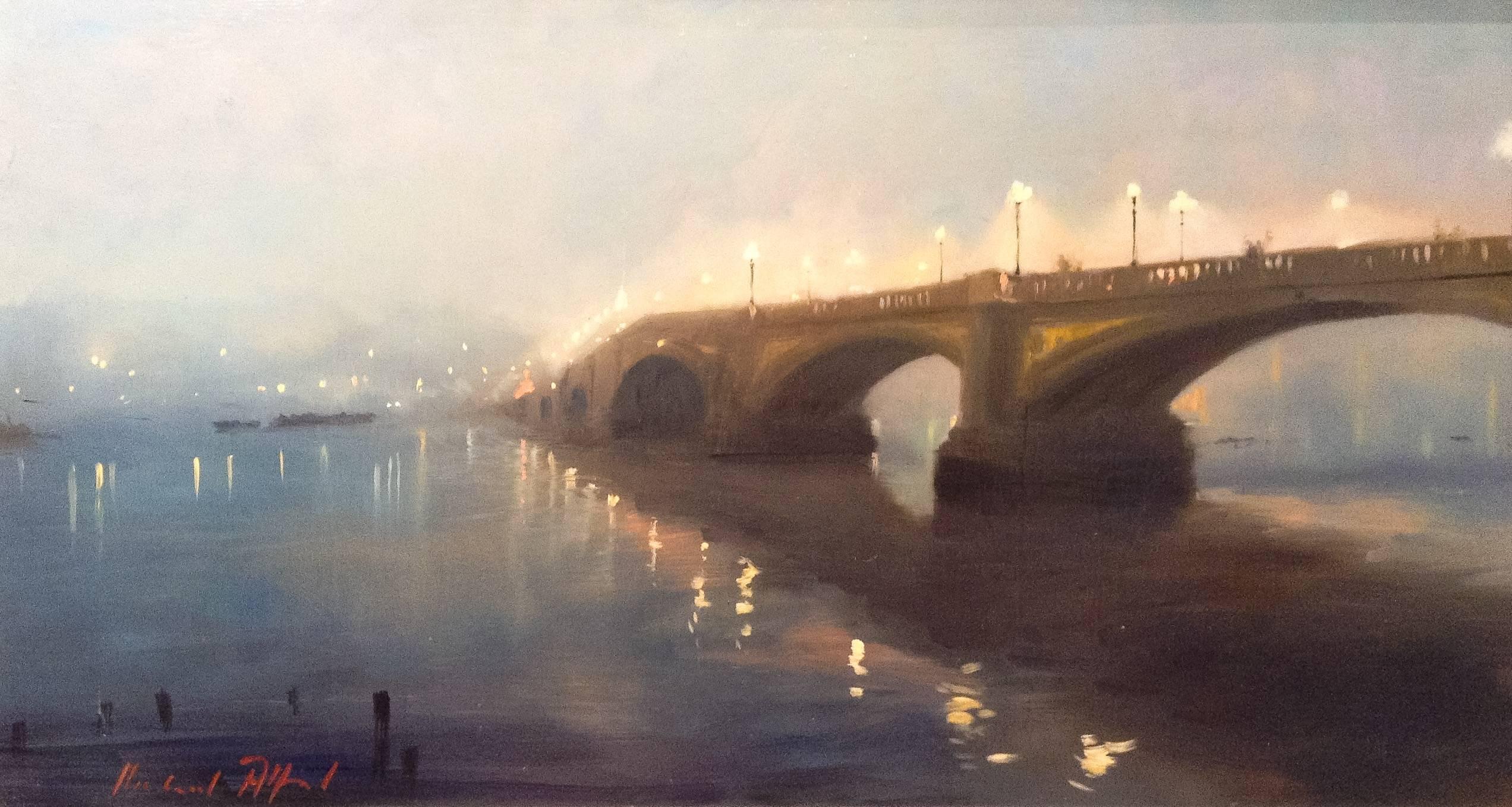 Battersea Bridge, Chelsea - Original Cityscape Oil Painting Contemporary Art  2
