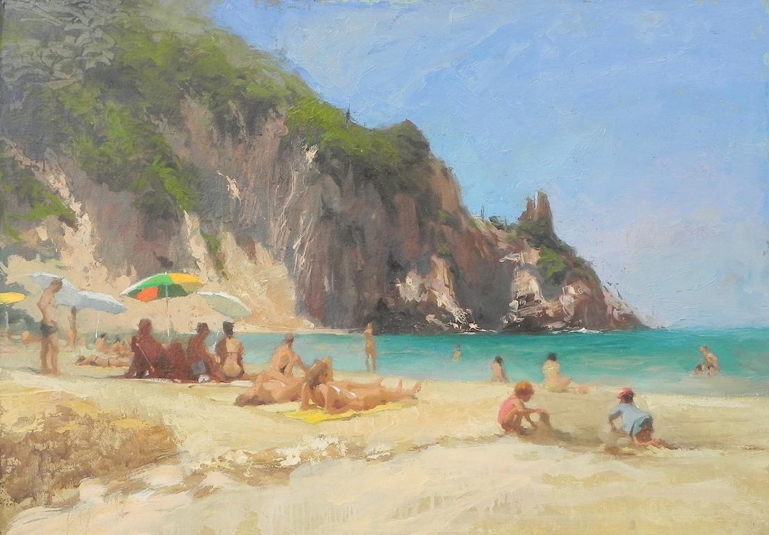 Michael Alford Figurative Painting - Beach Day - original landscape figurative painting Contemporary modern Art